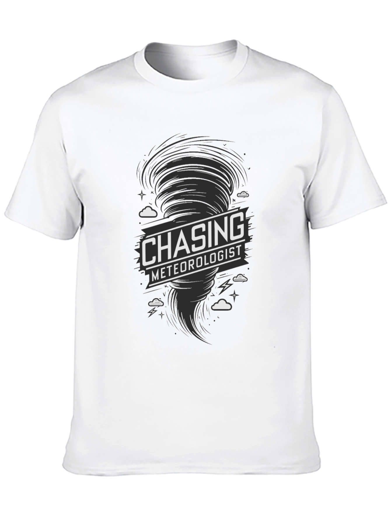 Black Chasing Meteorologist Tornado Graphic T-Shirt view 10