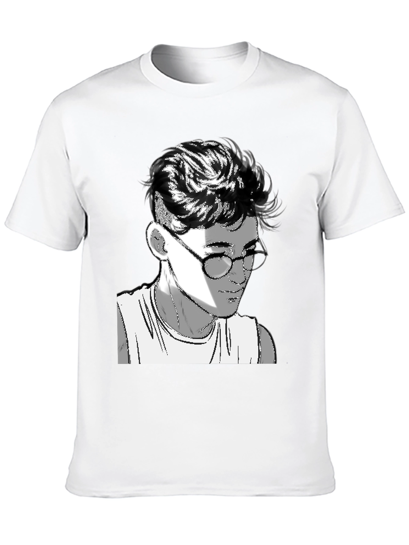 Black Men's Black Graphic Tee - Retro Anime Design view 10