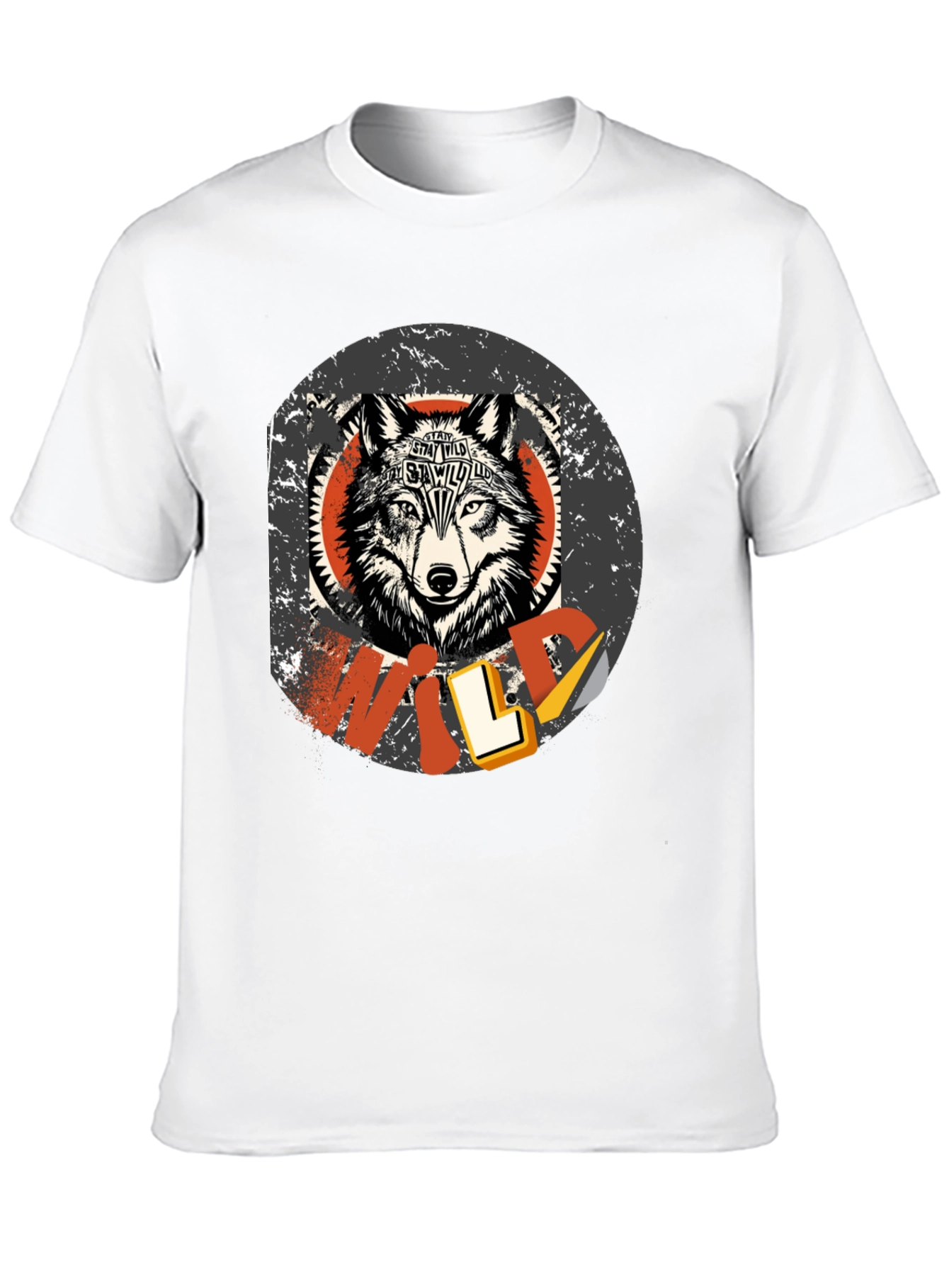 Black Stay Wild Wolf Graphic Print T-Shirt view 10