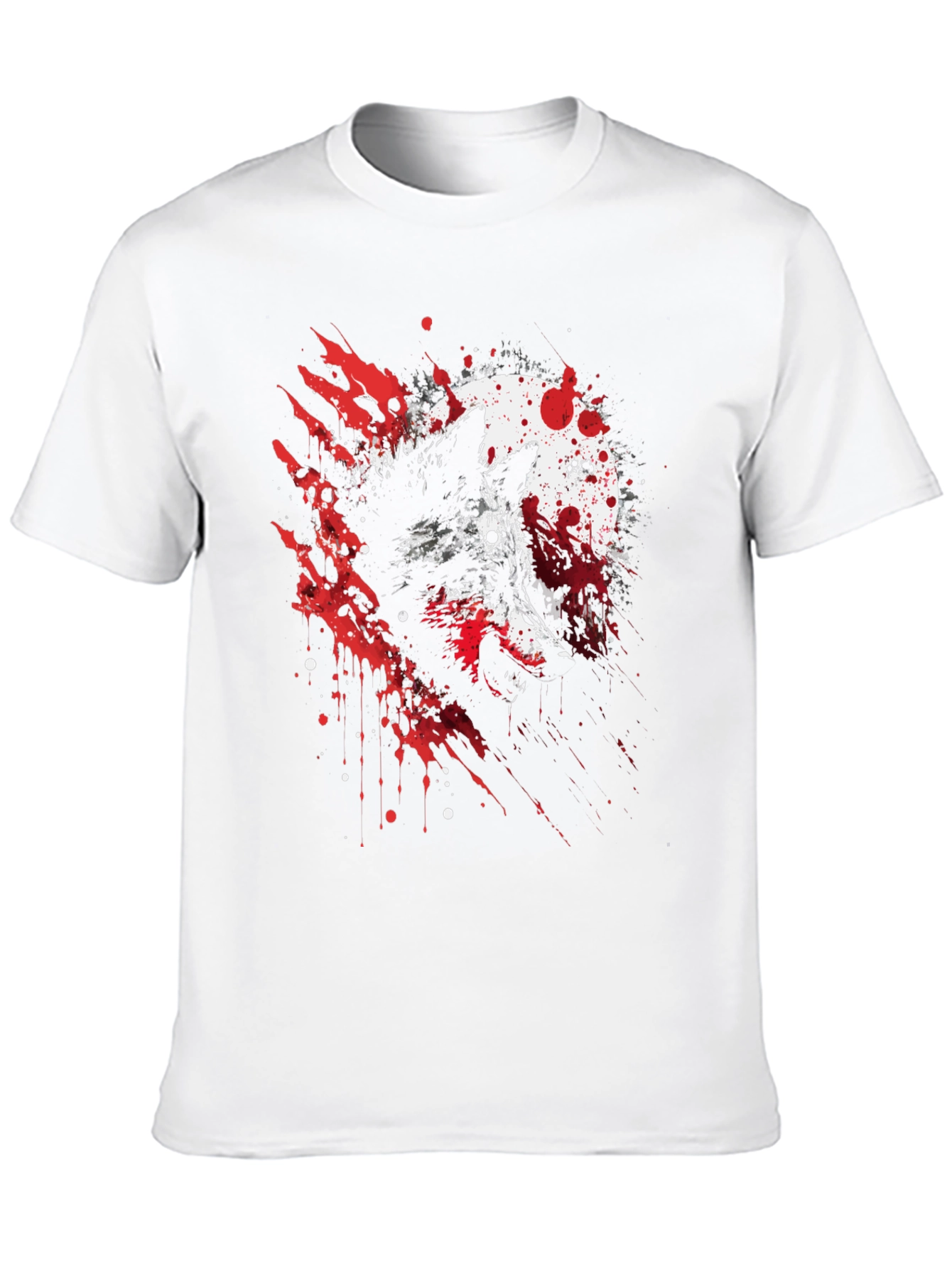 Black Wolf Moon Splatter Graphic Black T-Shirt view 10