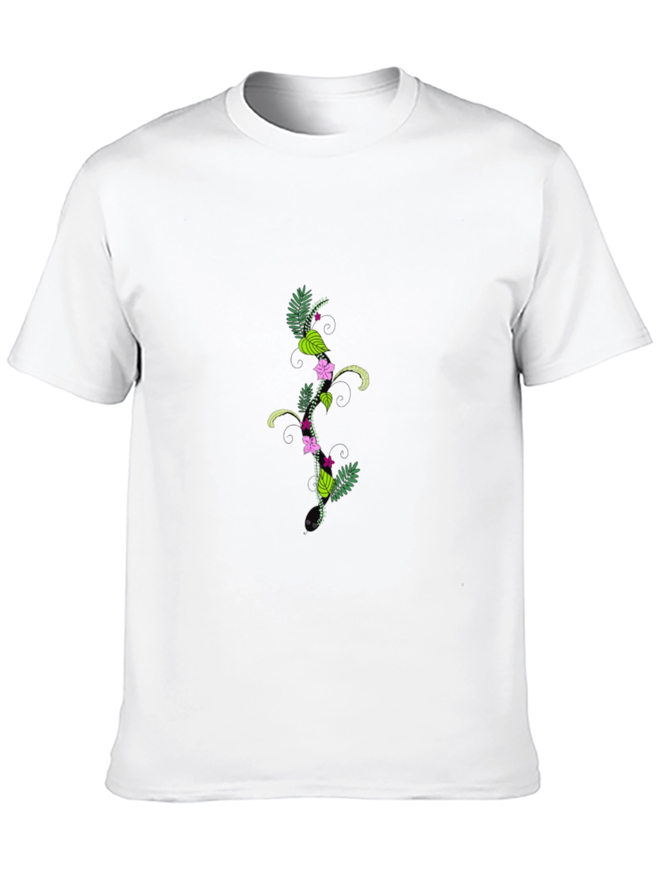 Black Botanical Black T-Shirt - Stylish Floral Design view 10