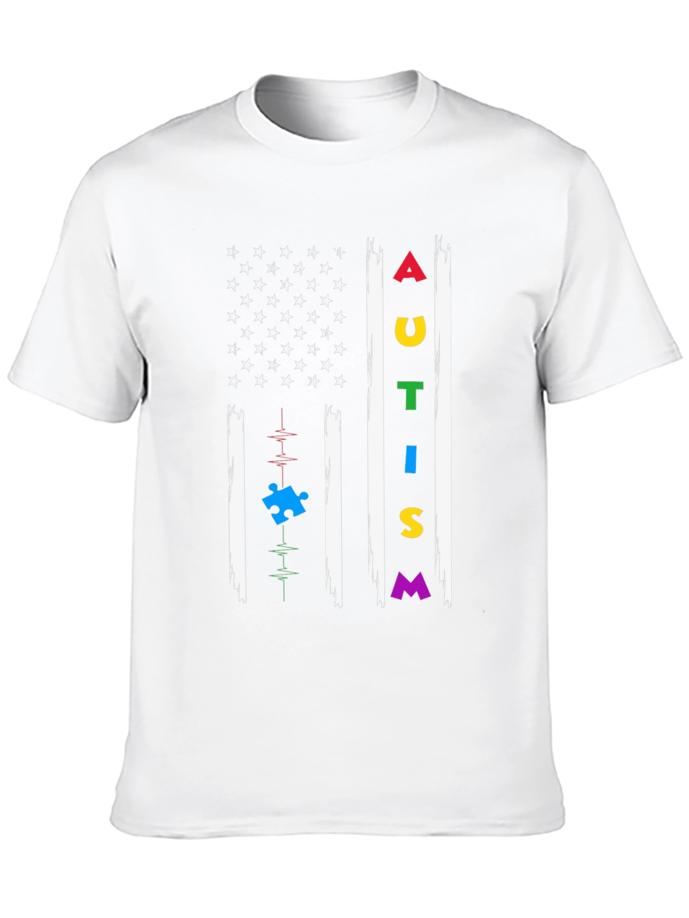 Black Autism Awareness Flag T-Shirt view 10