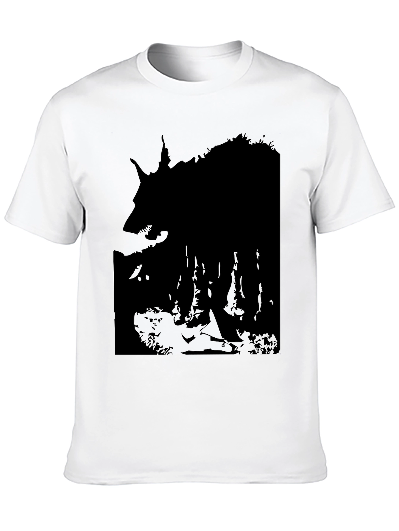 Black Men's Black Wolf Silhouette Graphic T-Shirt view 10