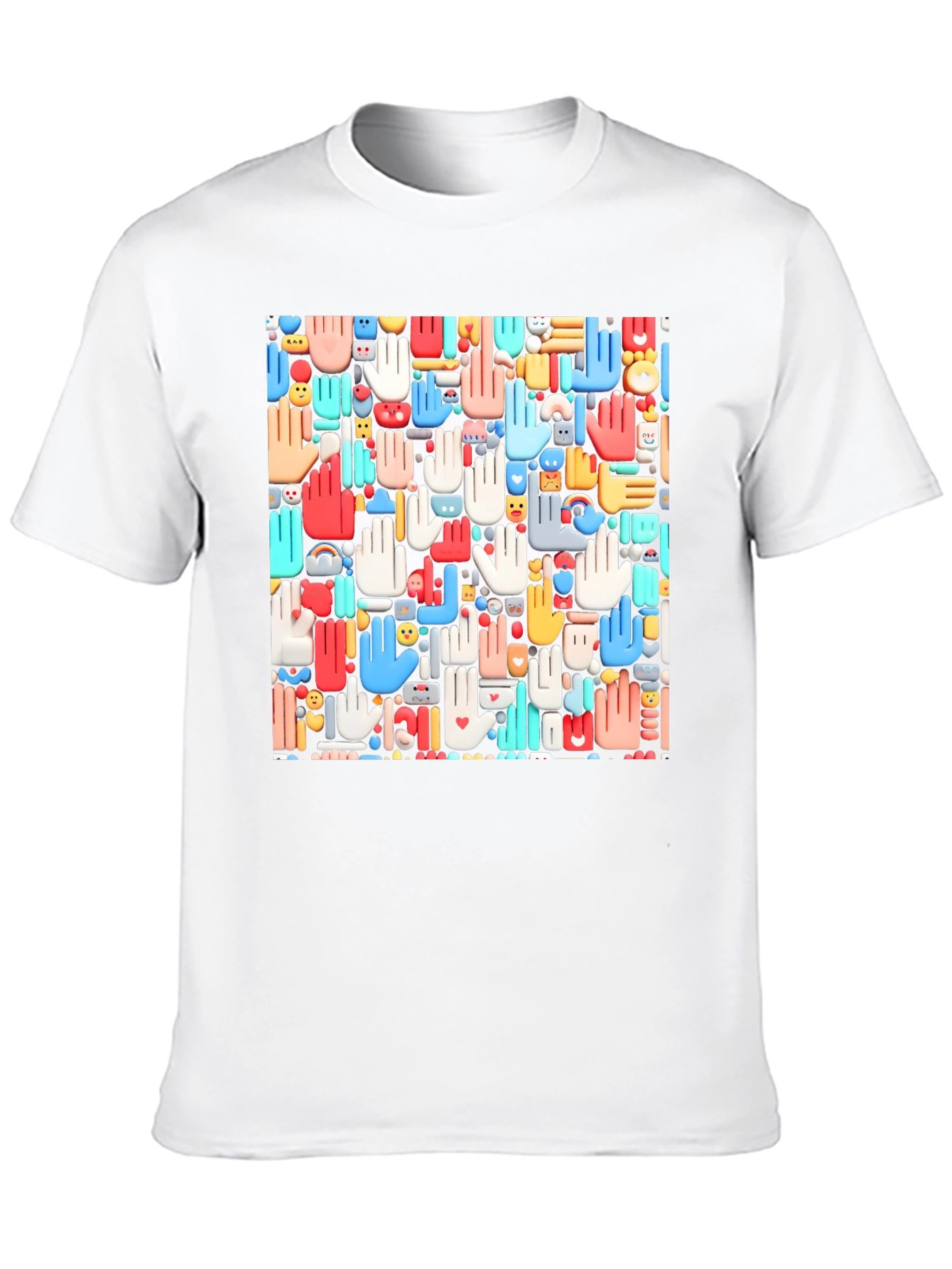 Hands Patterned Black T-Shirt - 10