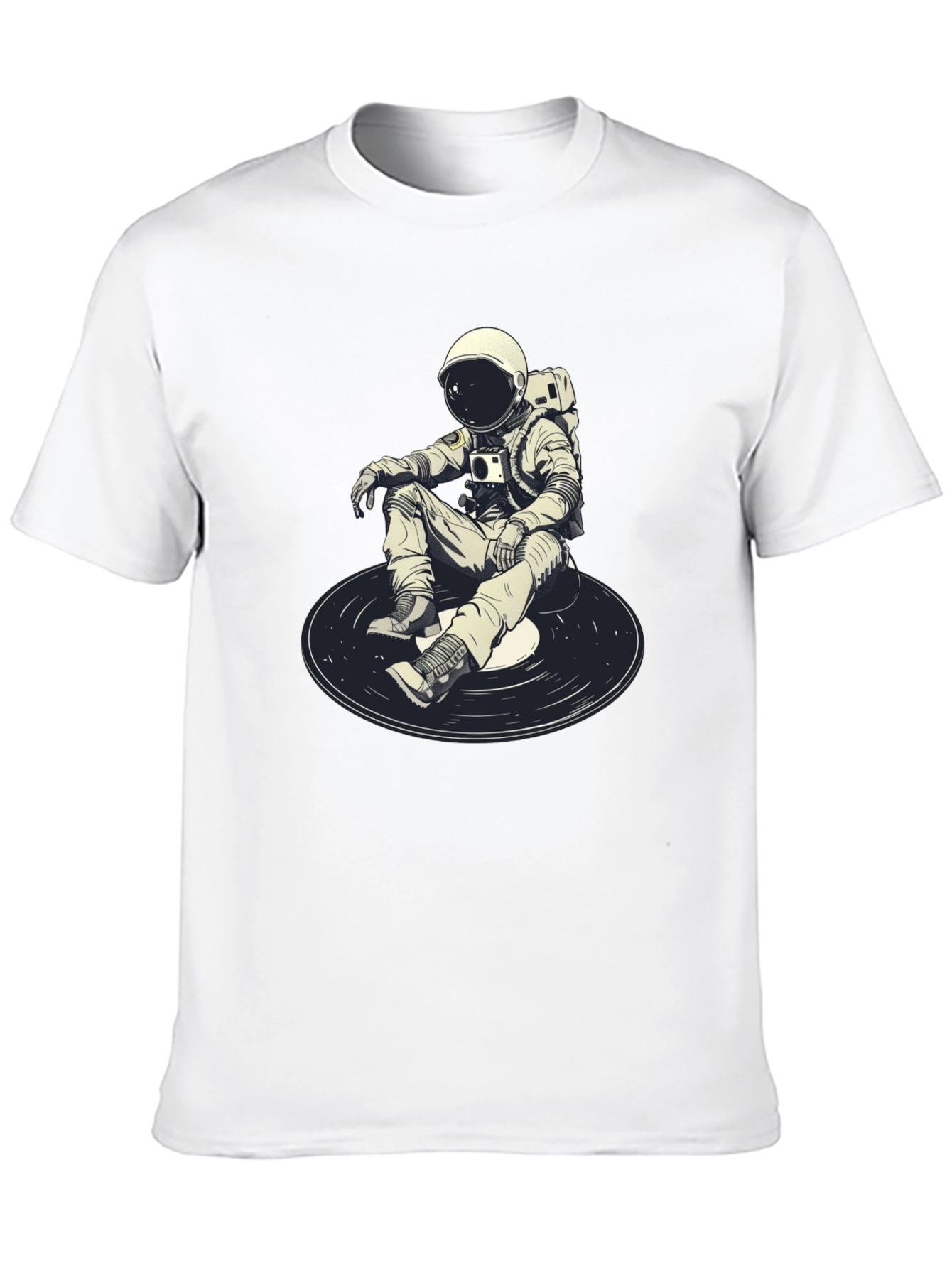 Black Astronaut DJ Graphic T-Shirt - Black Cotton Blend view 10