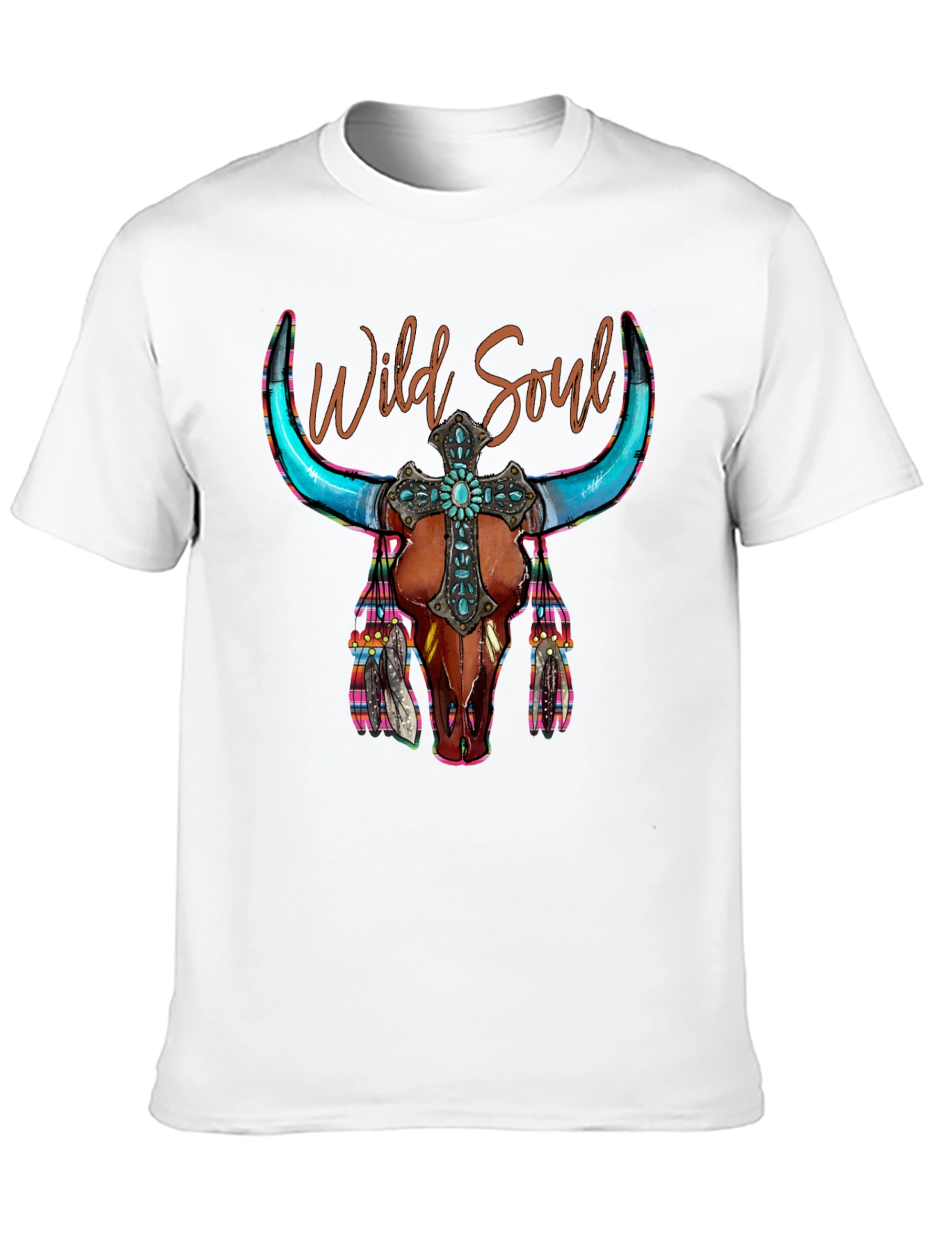 Wild Soul Bull Skull Graphic Tee - 10