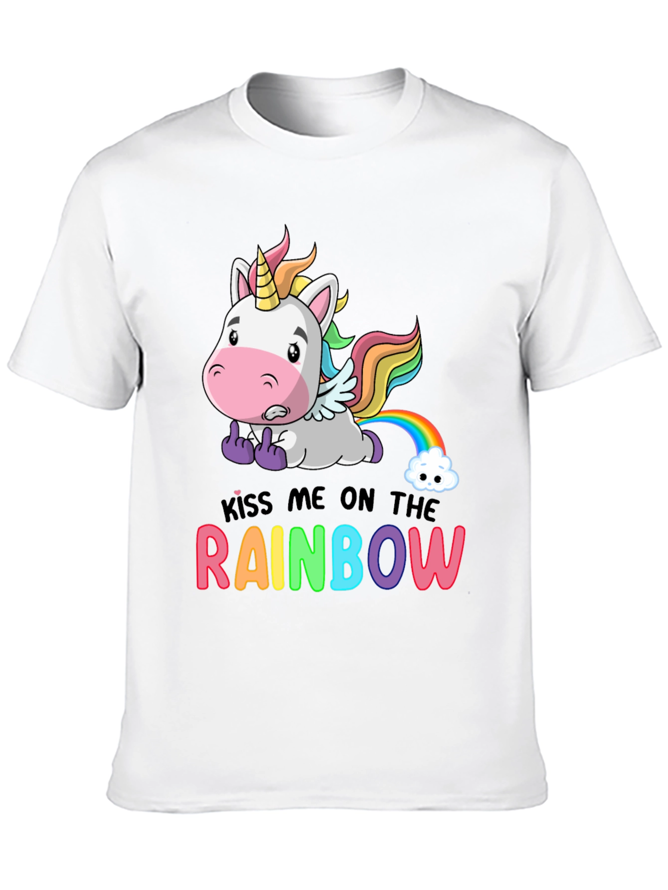 Black Kiss Me On The Rainbow T-Shirt Unicorn Funny view 10
