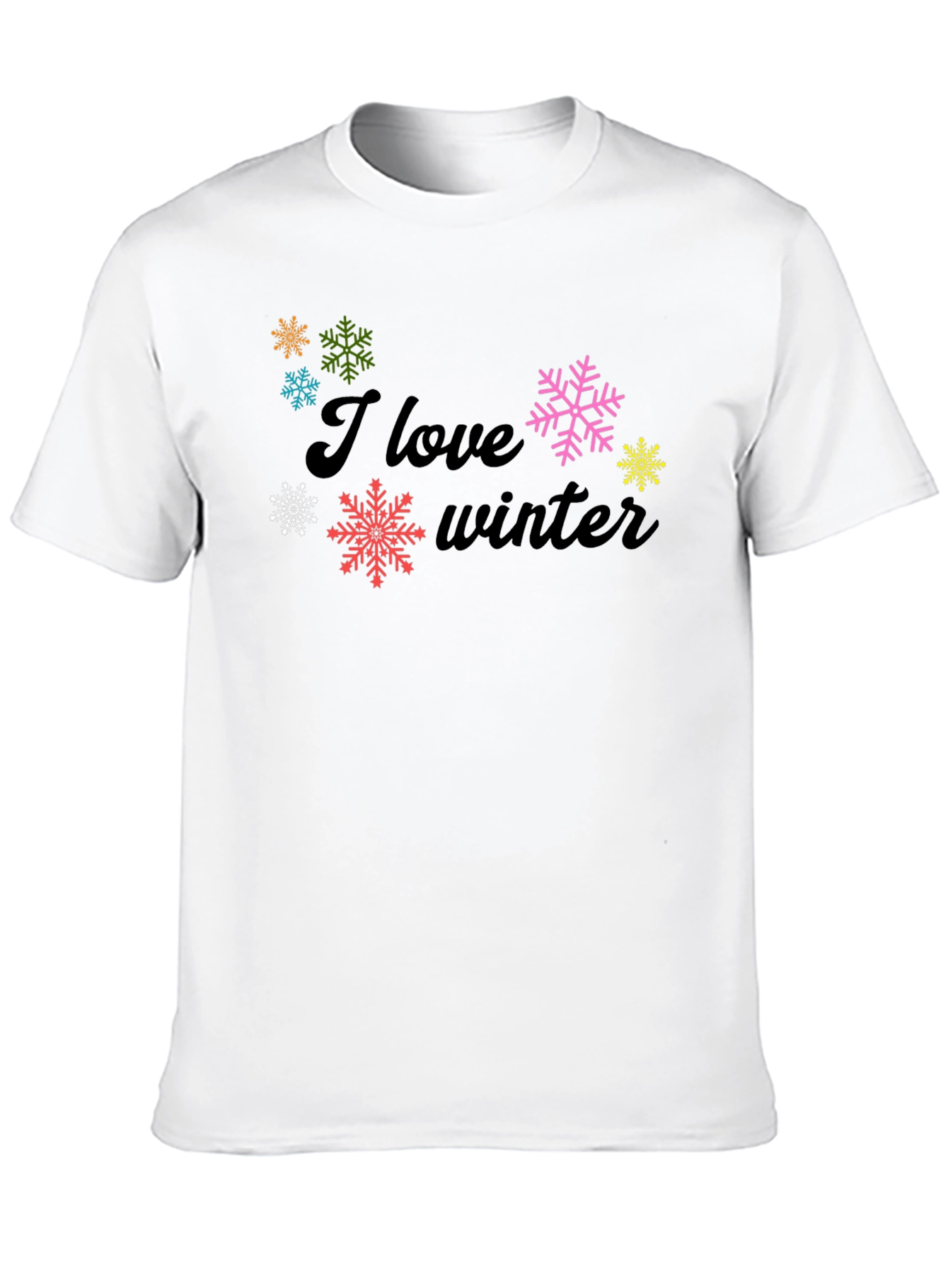 Black I Love Winter Black Graphic Tee Shirt view 10