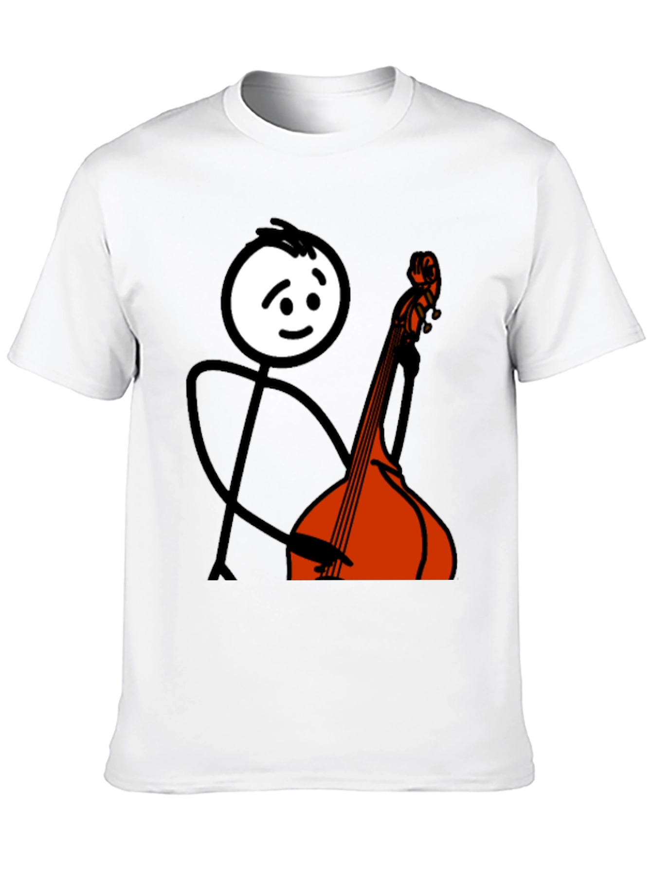 Black Stick Figure Bass Player Graphic Tee view 10