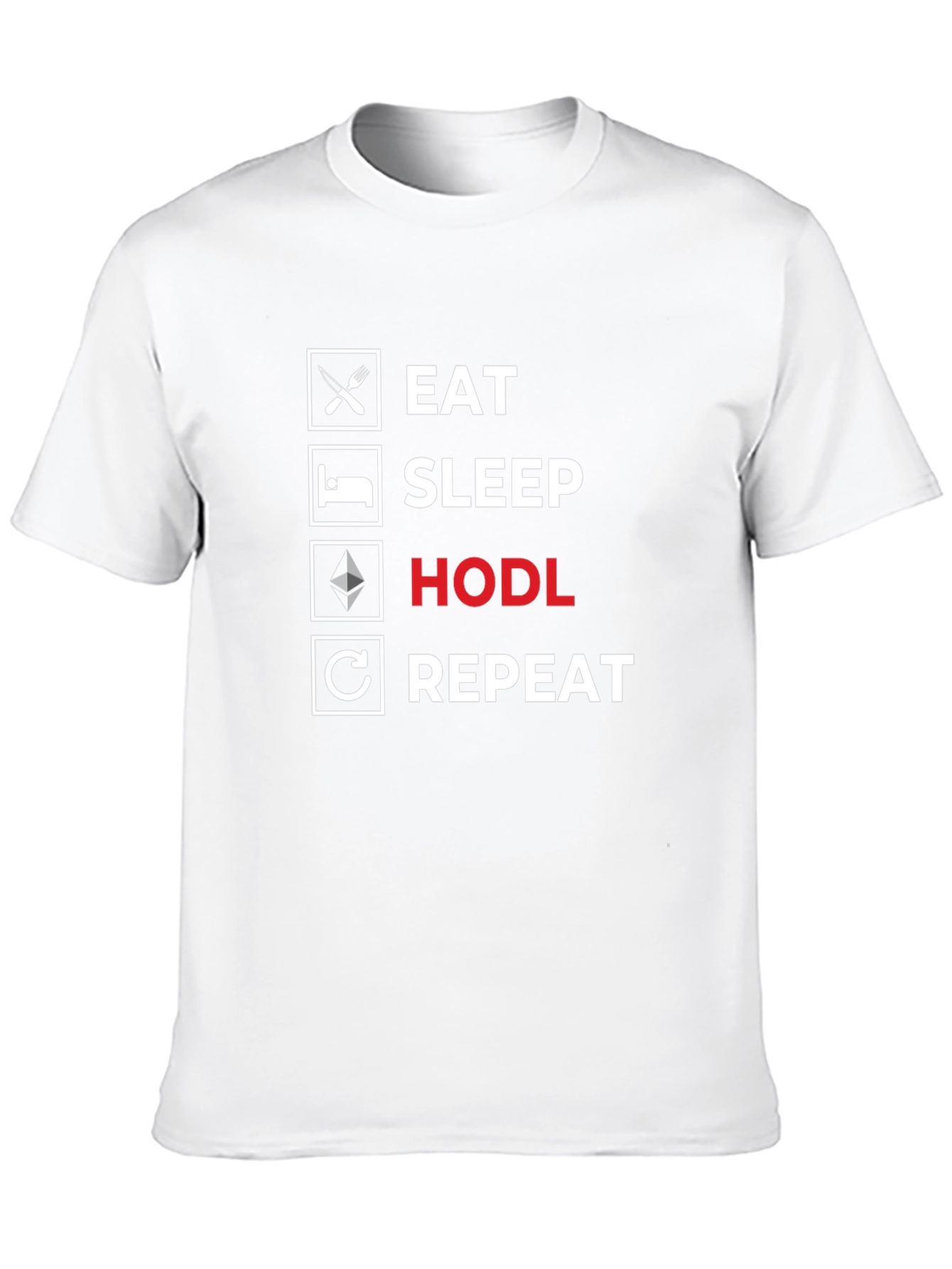 Black Eat Sleep HODL Repeat T-Shirt - Crypto Investor Tee view 10