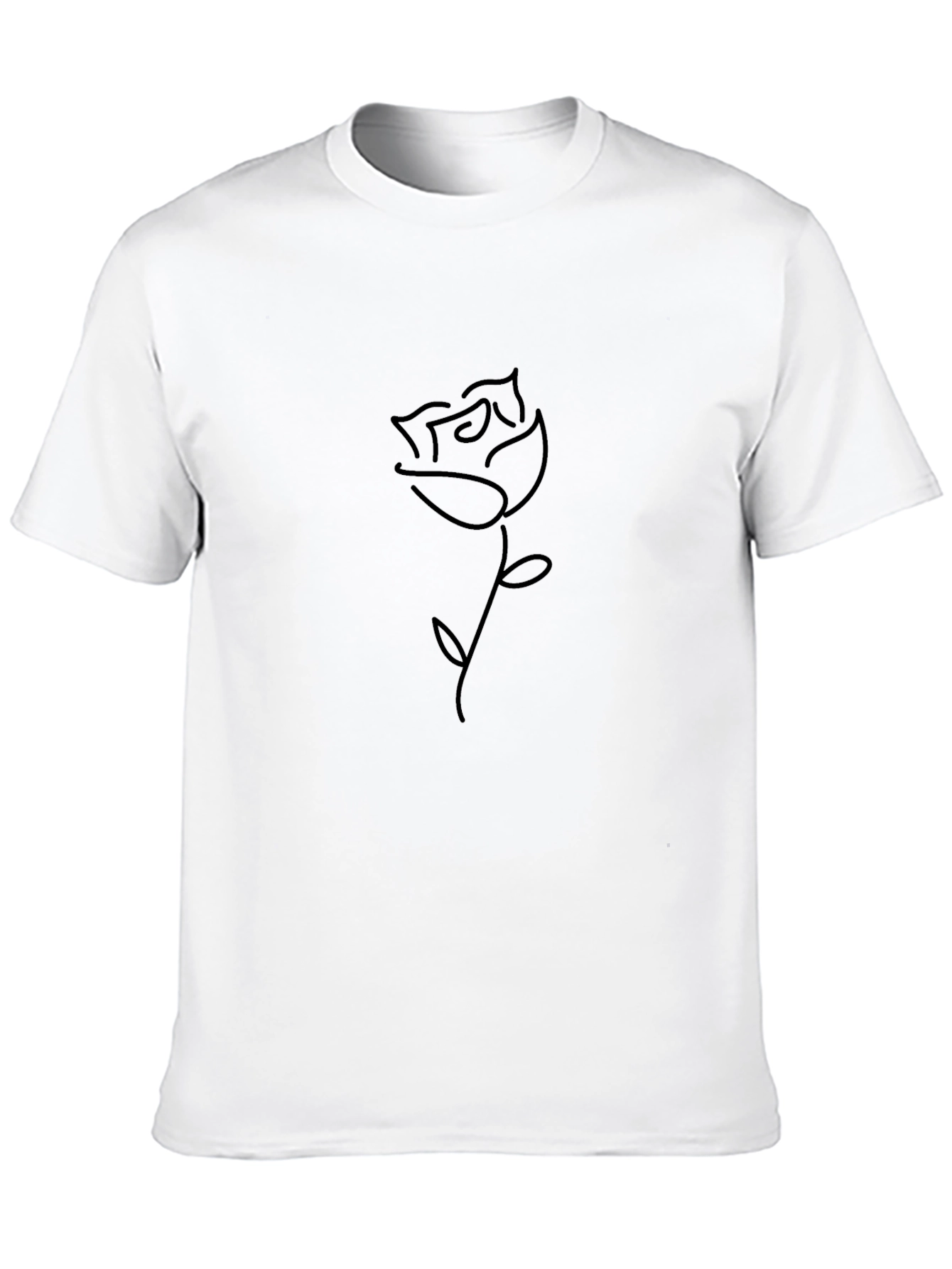 Black Minimalist Rose Graphic Black T-Shirt view 10