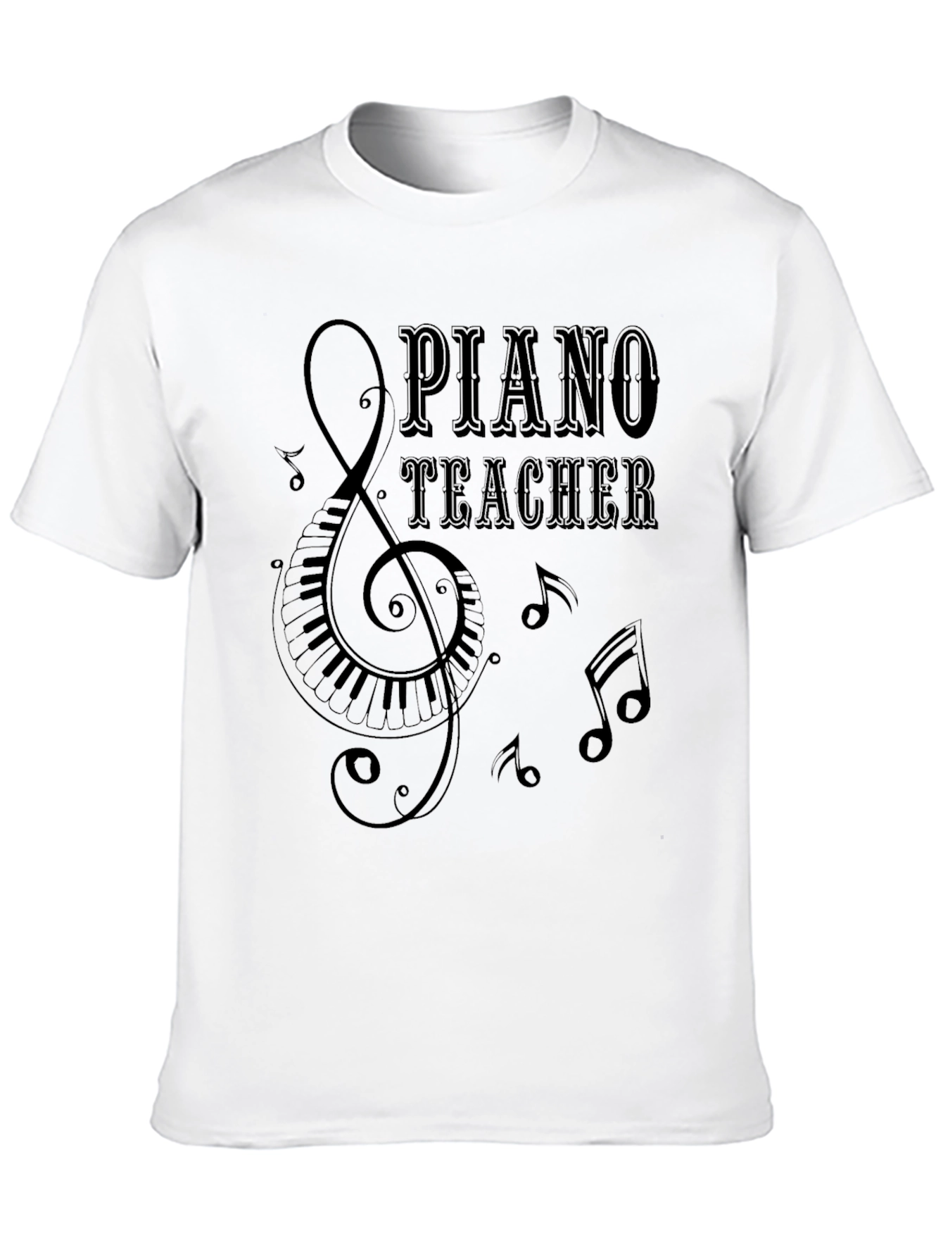 Black Piano Teacher Graphic Tee - Musical Instructor Shirt view 10