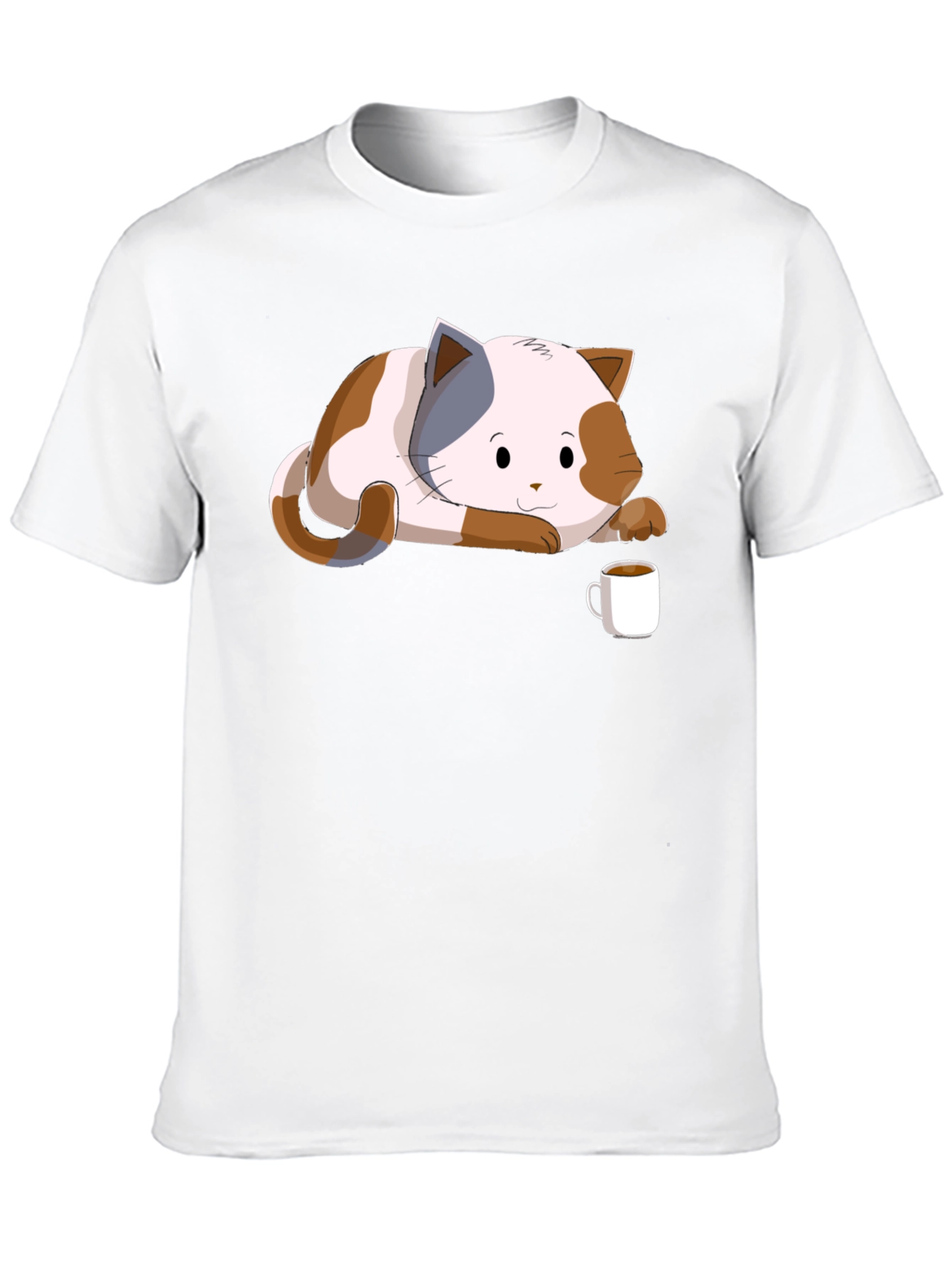 Black Cute Cat & Coffee Black T-Shirt view 10