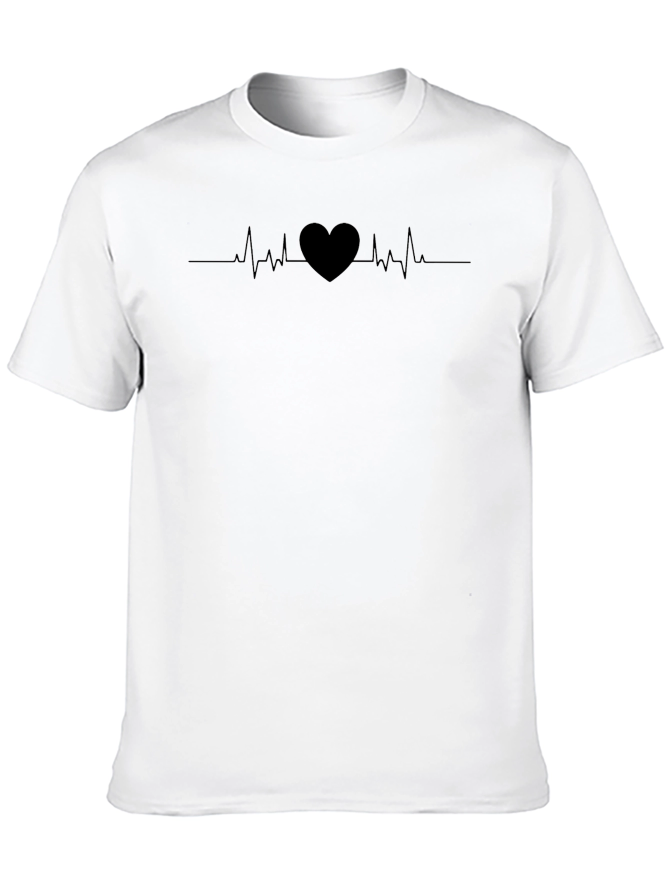 Black Heartbeat Heart Graphic Tee - Casual Black T-Shirt view 10