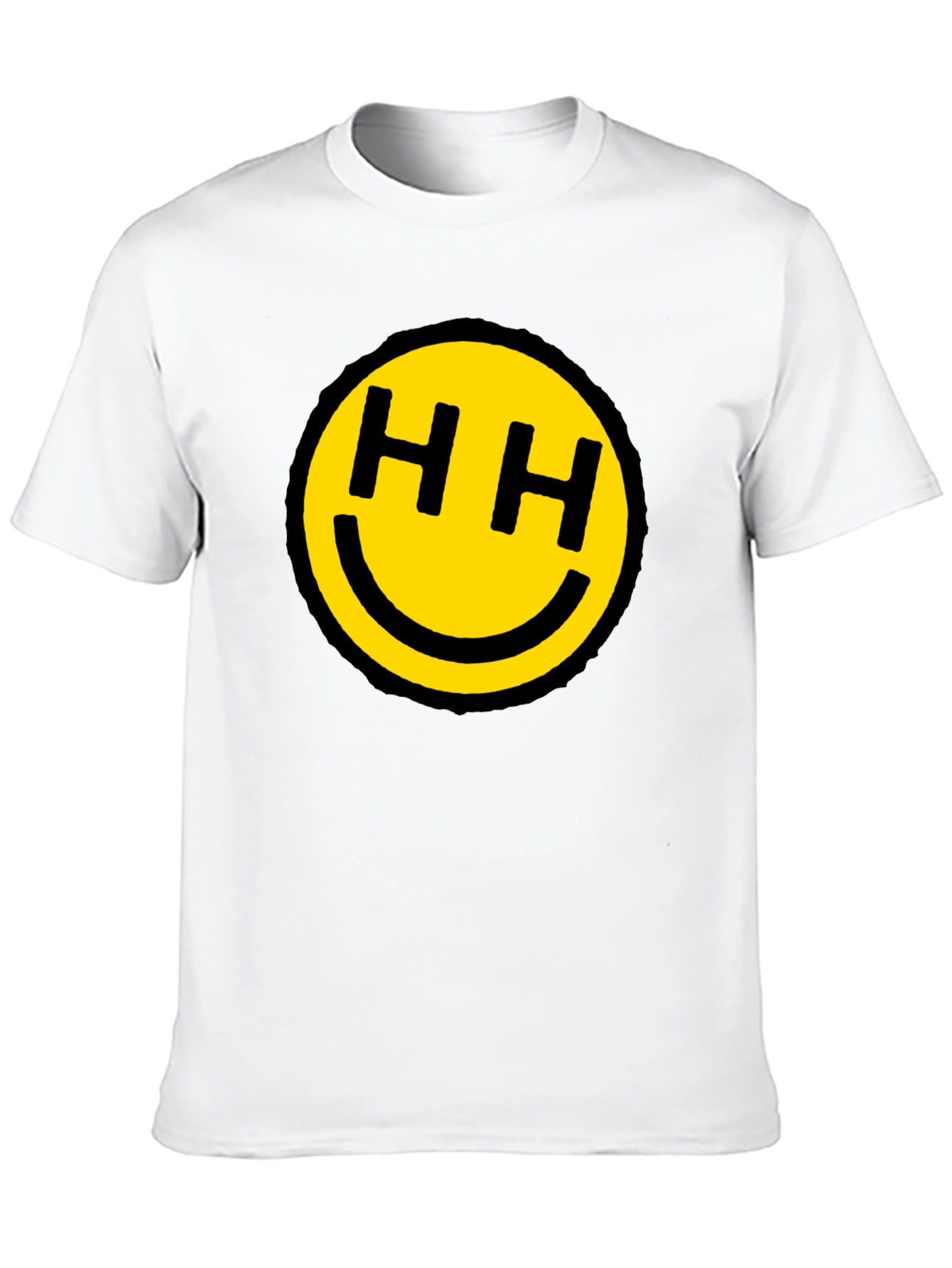 Black Happy Face HH Graphic Tee - Black Cotton Blend view 10