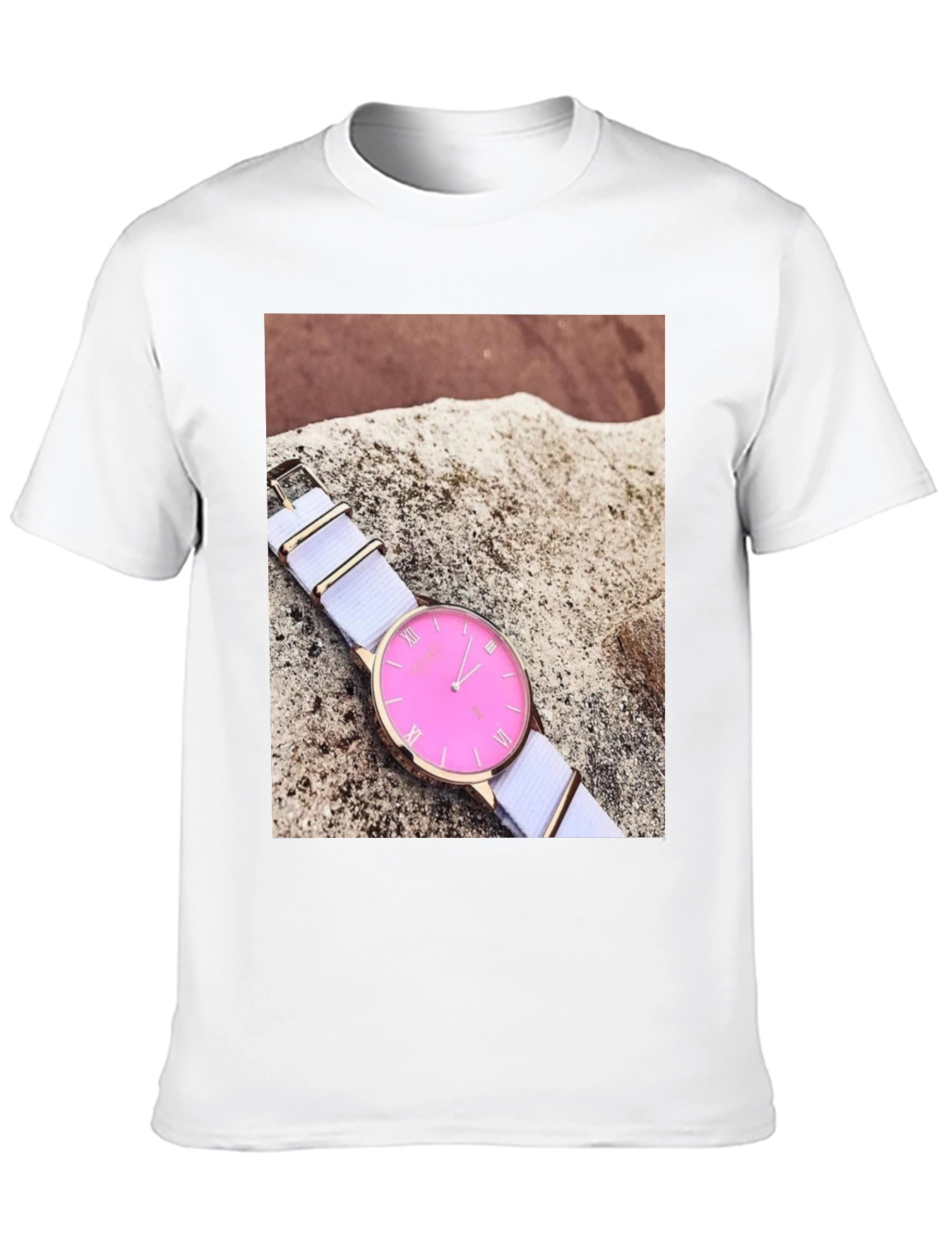 Black Stylish Pink Watch Tee - Modern Timepiece Design view 10