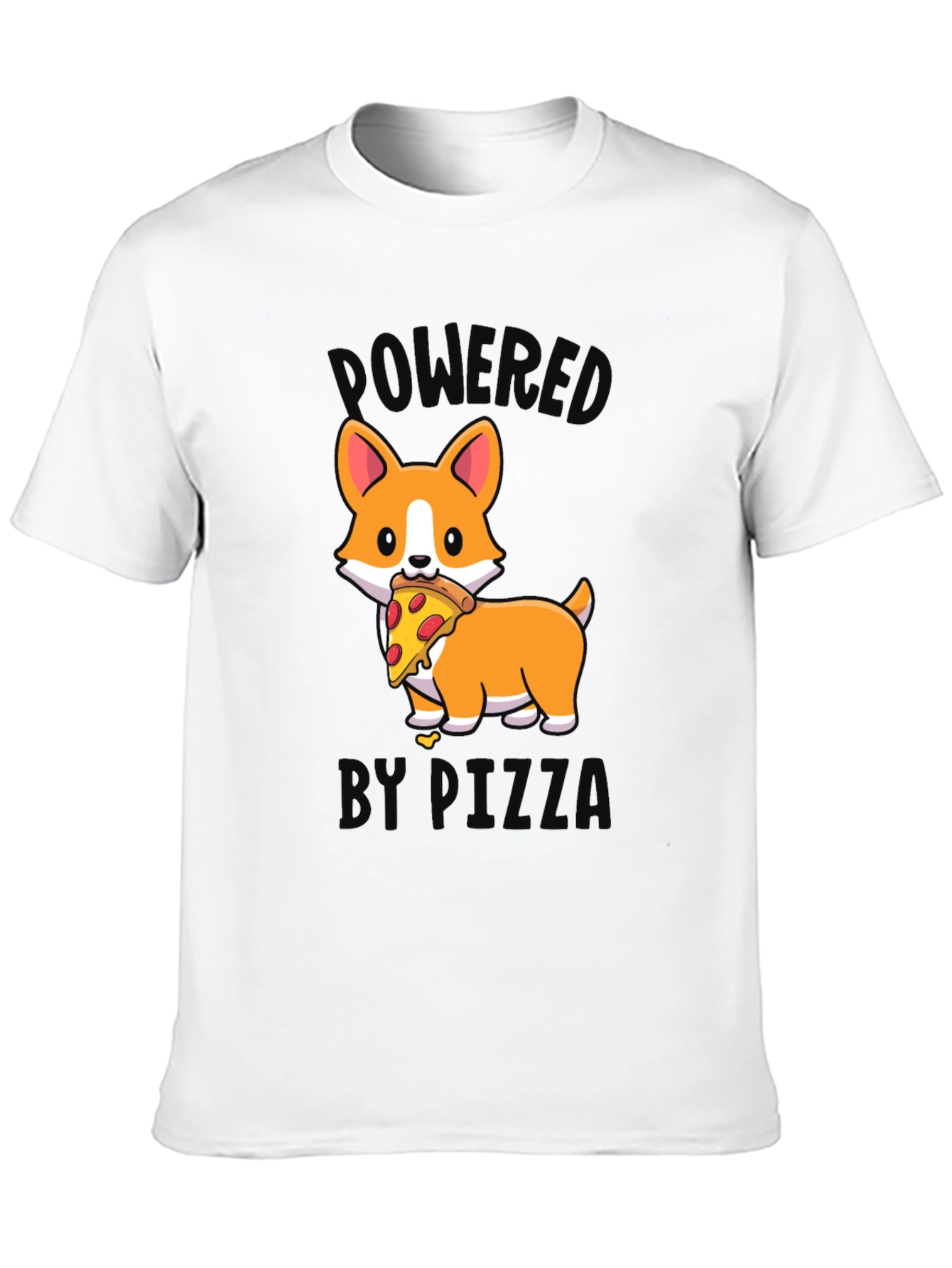 Black Corgi Pizza T-Shirt - Powered by Pizza view 10
