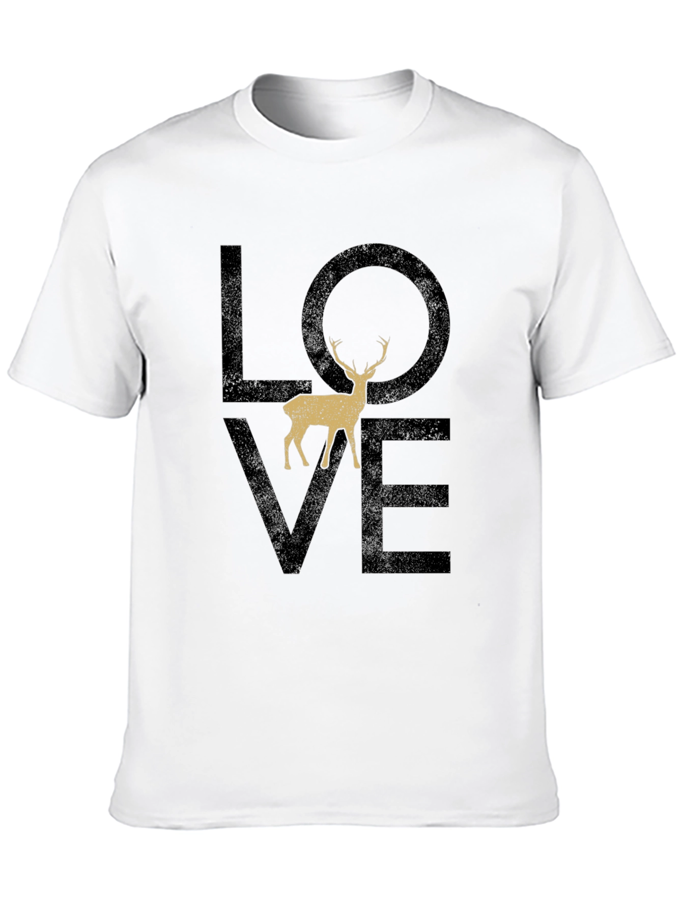 Black Love Deer Graphic T-Shirt - Casual Black Tee view 10