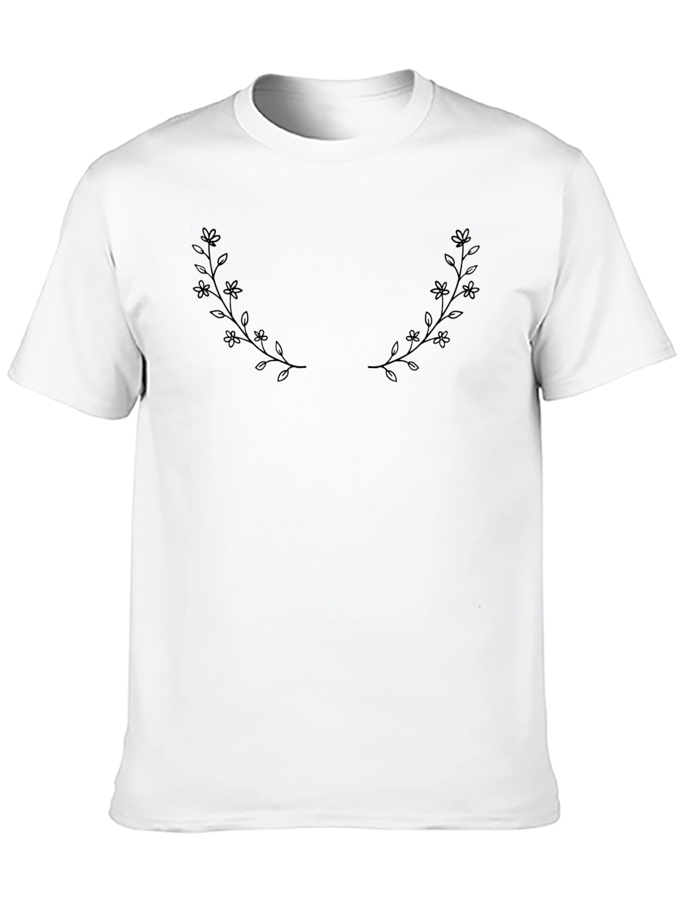 Black Black Floral Laurel Graphic Tee - Modern Minimalist view 10