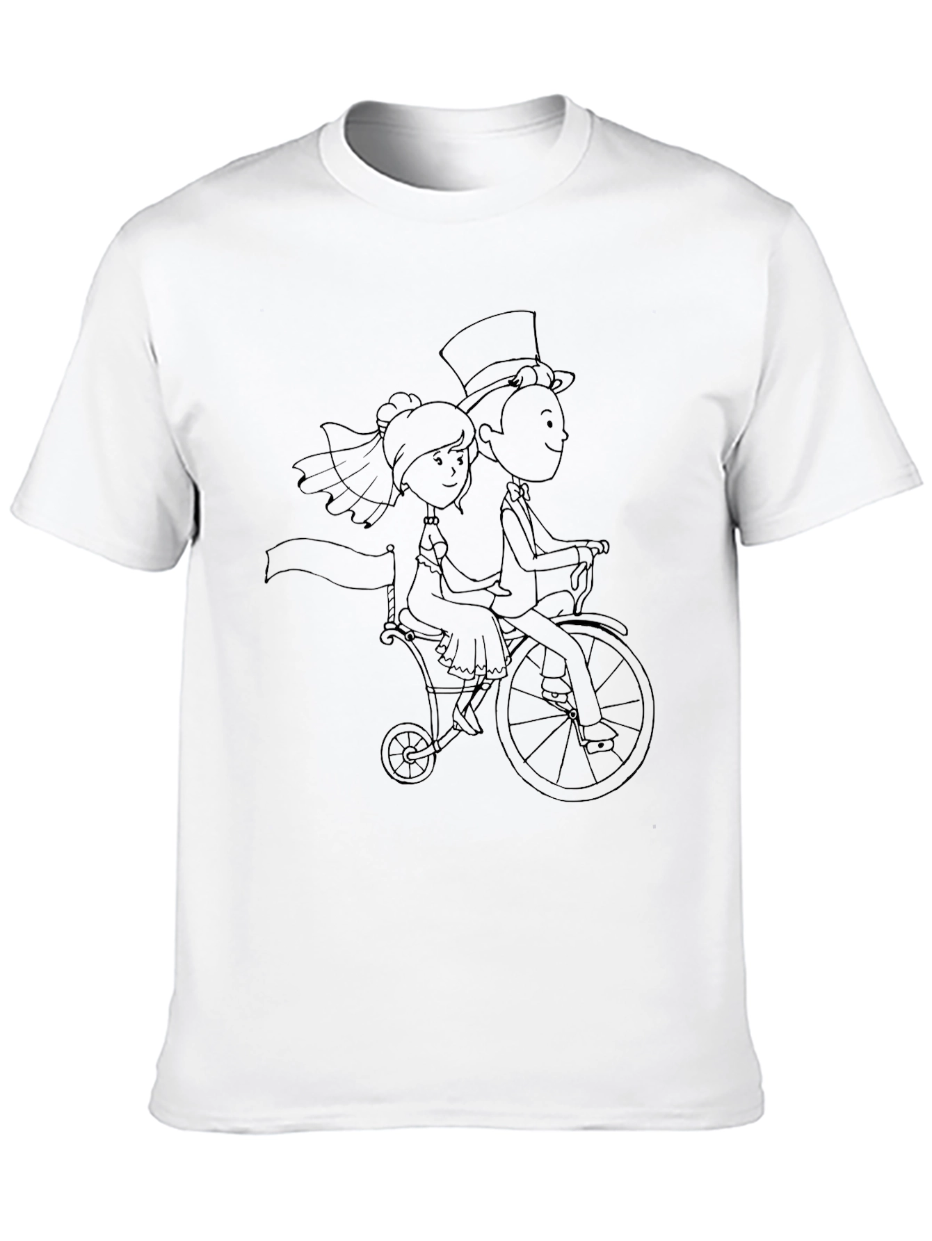 Black Quirky Wedding Couple Bicycle Black T-Shirt view 10