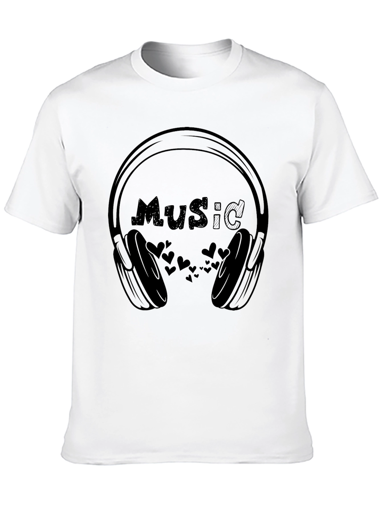 Black Music Lover T-Shirt - Headphones Design view 10
