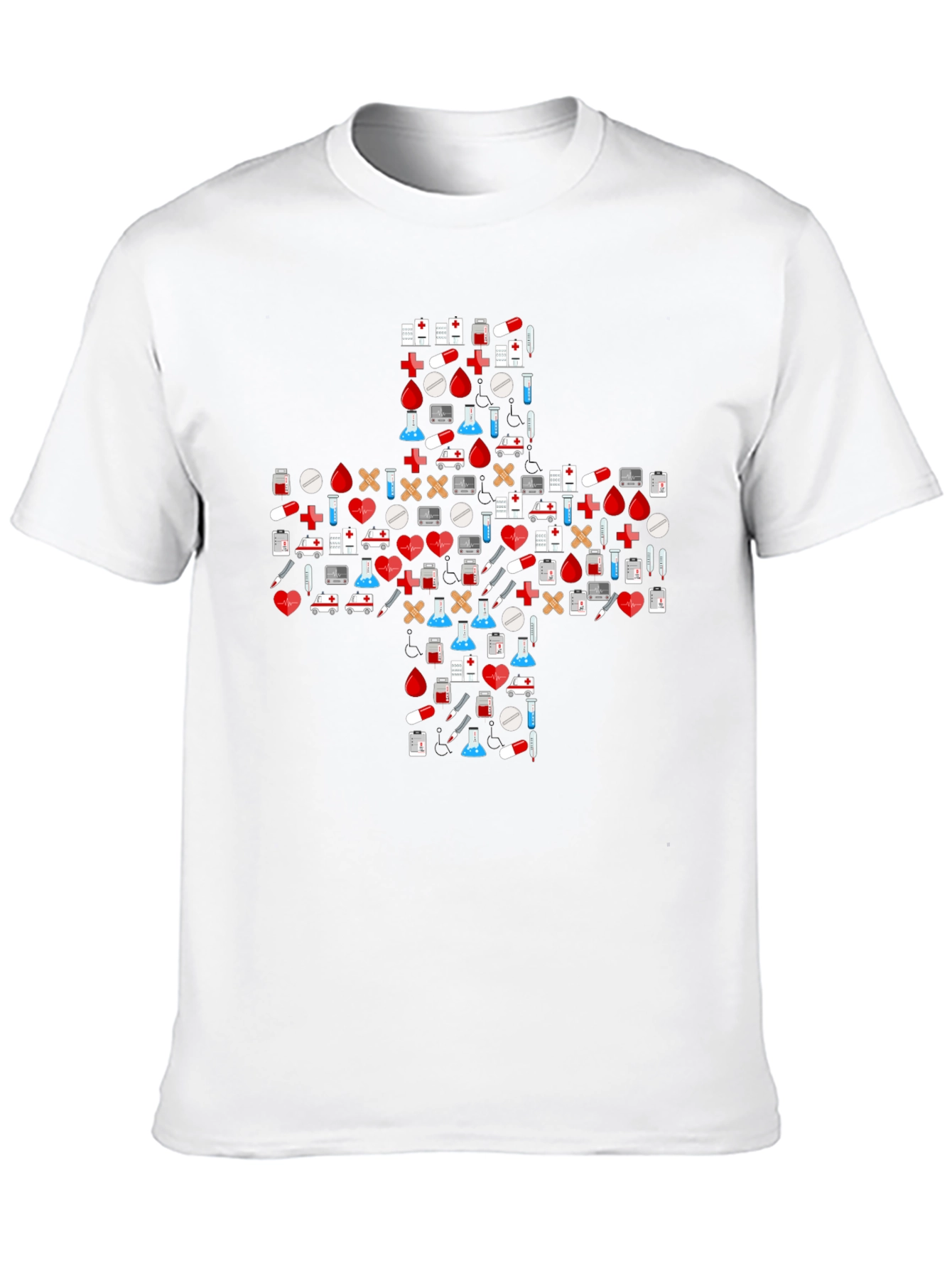 Black Medical Pattern Black T-Shirt view 10