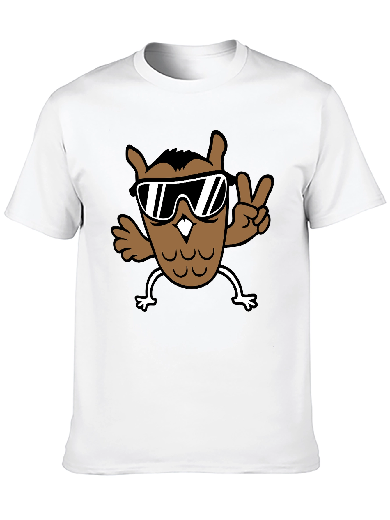 Black Cool Owl Graphic Tee - Black Cotton T-Shirt view 10