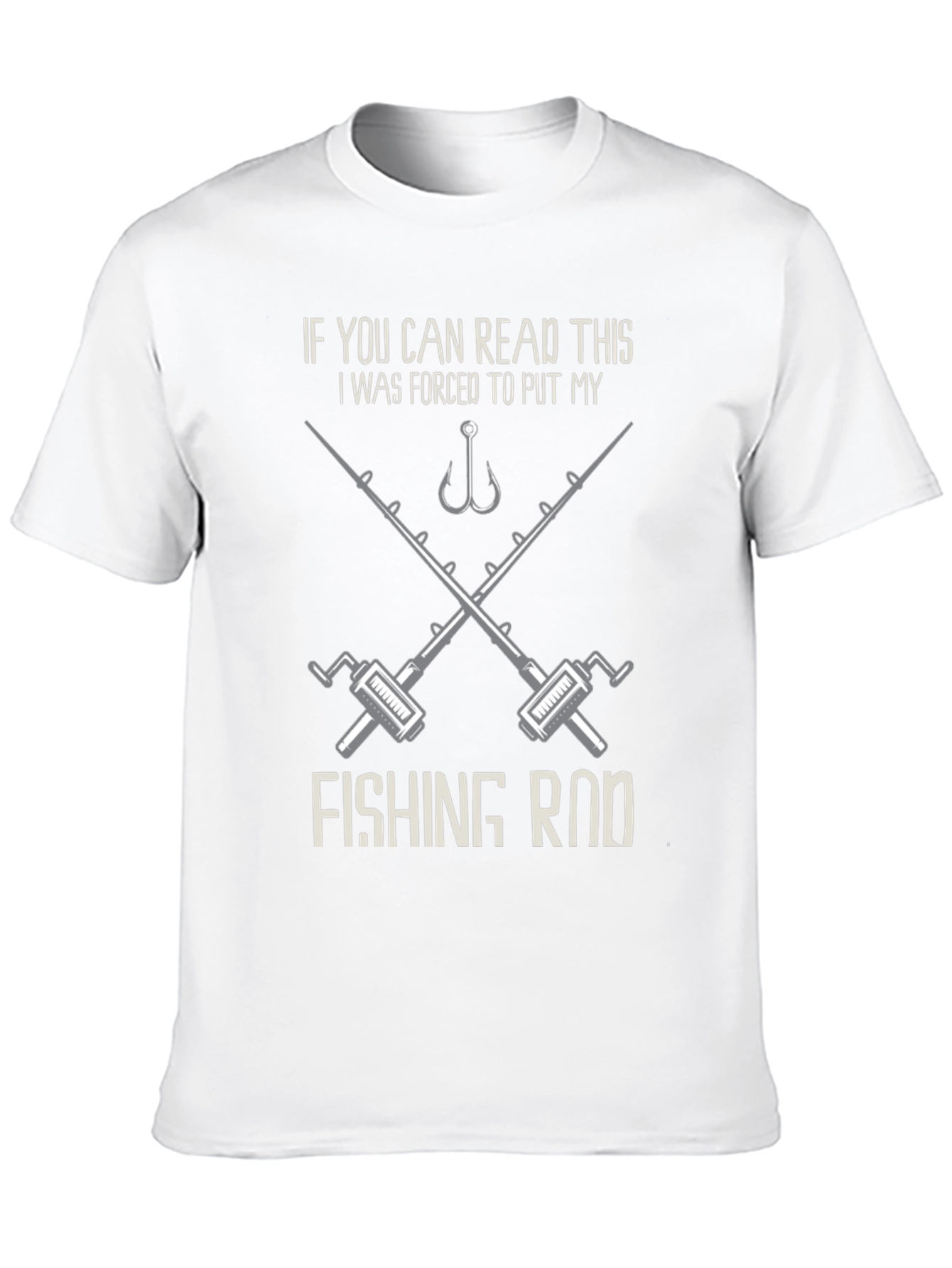 Black Fishing Rod Forced Funny Graphic Tee Shirt view 10