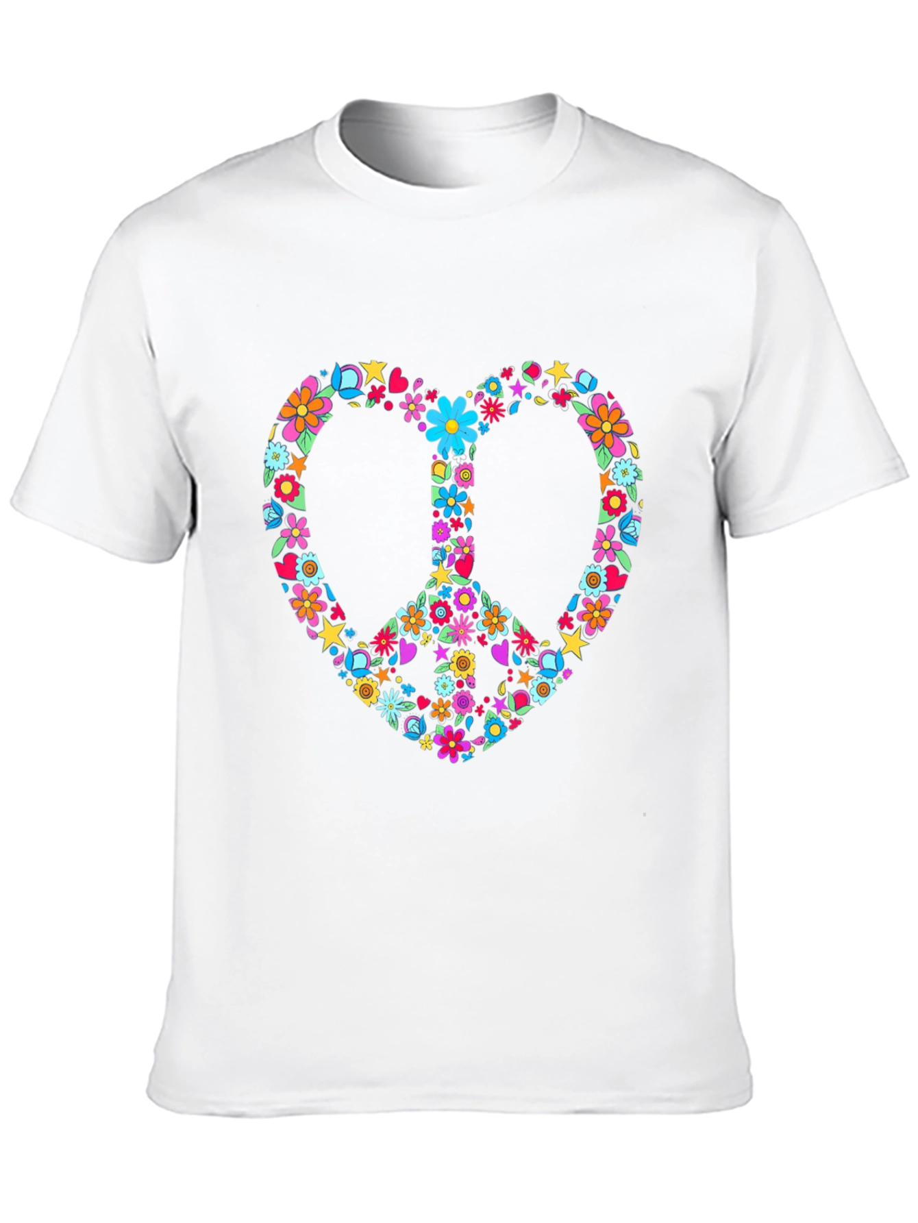 Black Floral Peace Sign Heart T-Shirt view 10