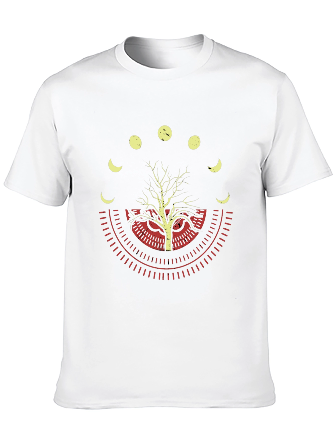 Black Moon Phases & Tree Graphic Black T-Shirt view 10