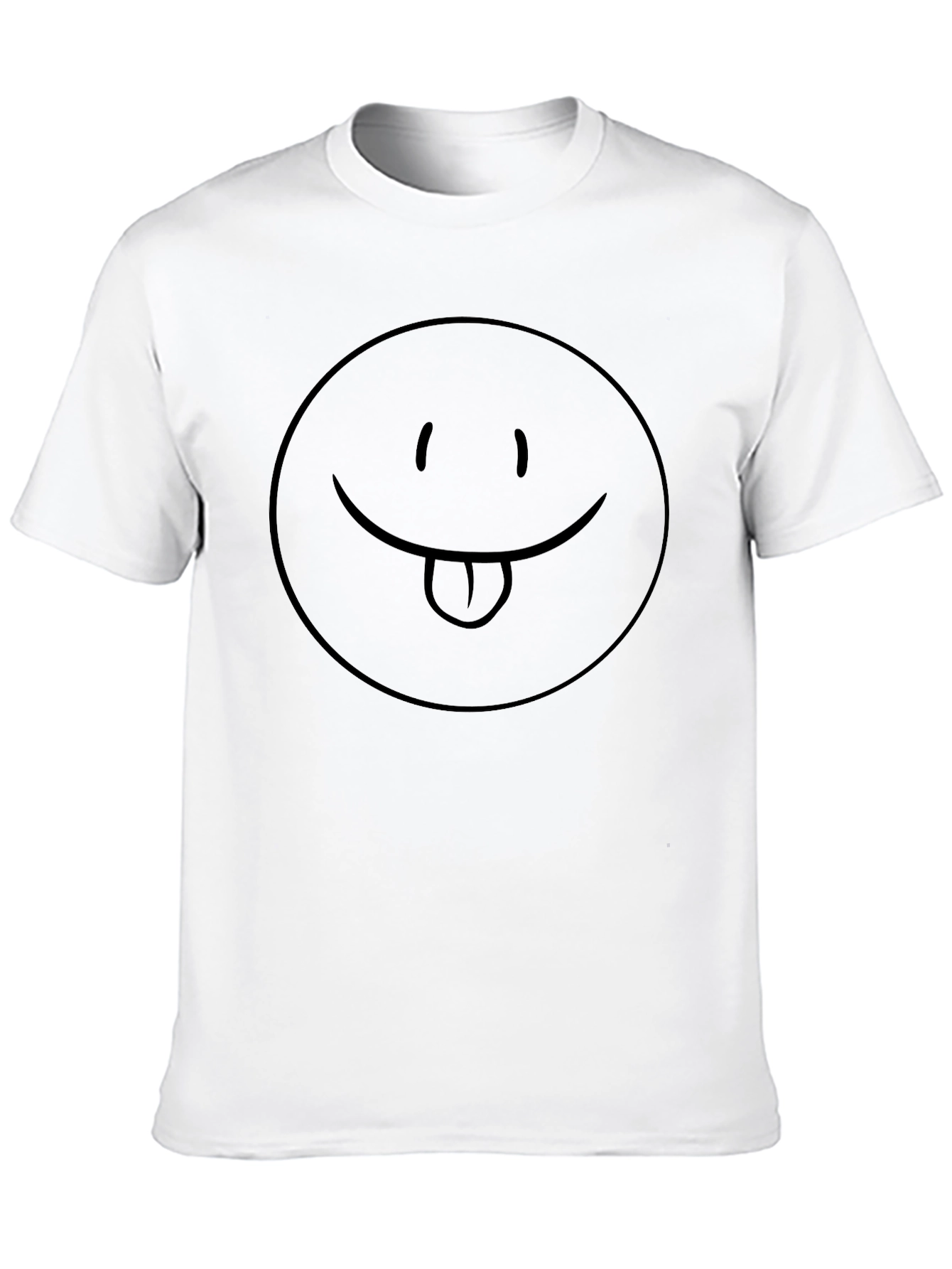 Black Black Smiley Face Tongue Out Graphic T-Shirt view 10