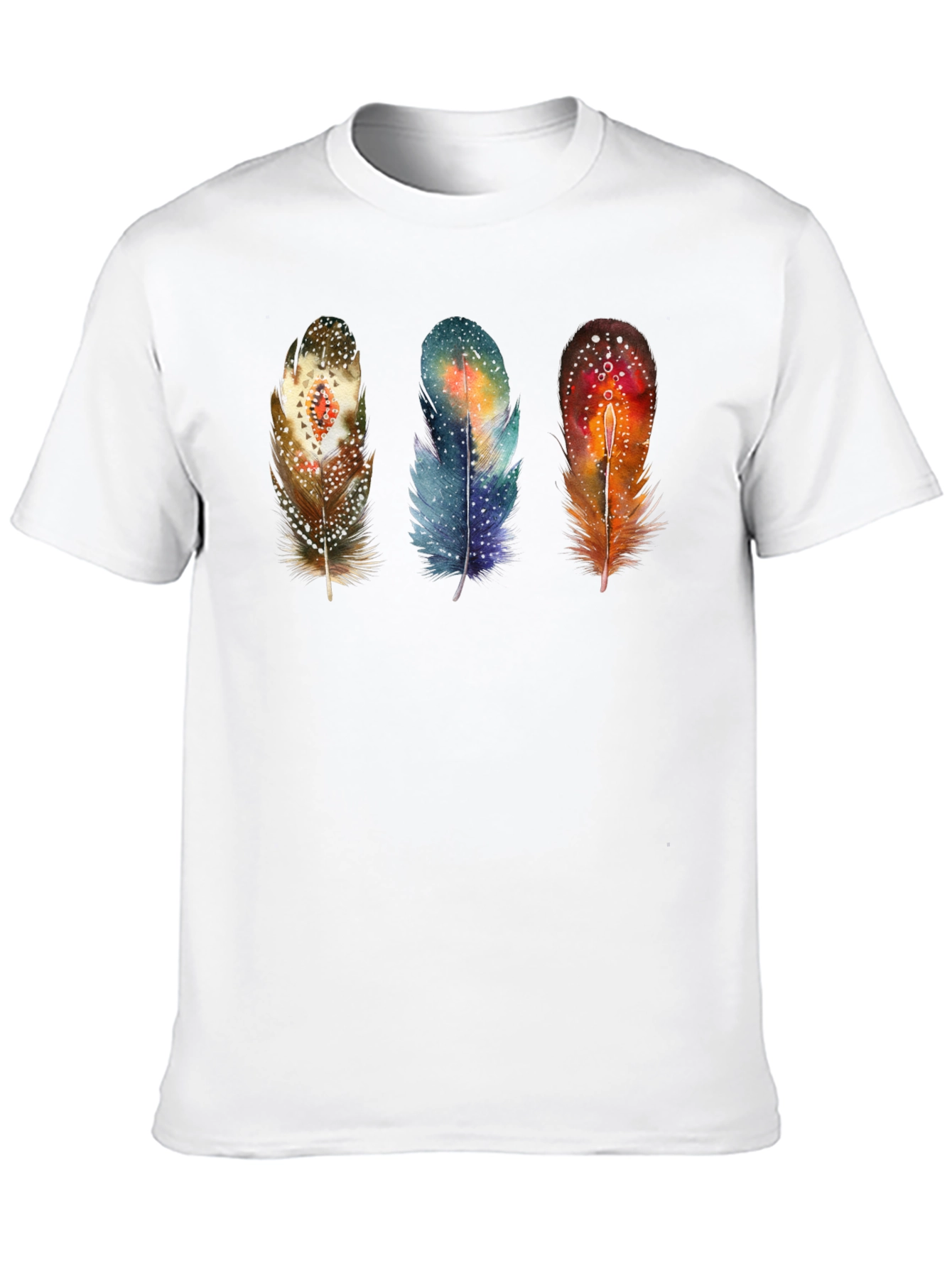 Black Feather Trio Graphic T-Shirt - Unique Artistic Design view 10