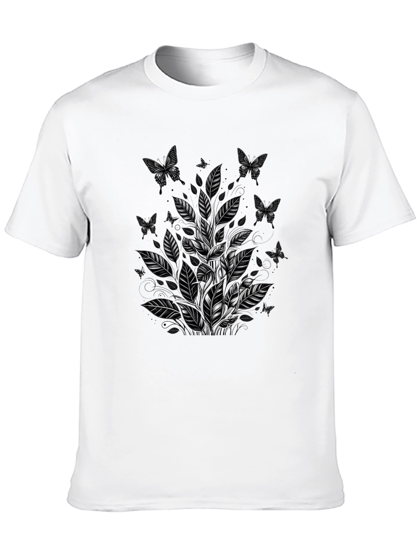 Black Butterfly Botanical Graphic Tee - Black Cotton Blend view 10