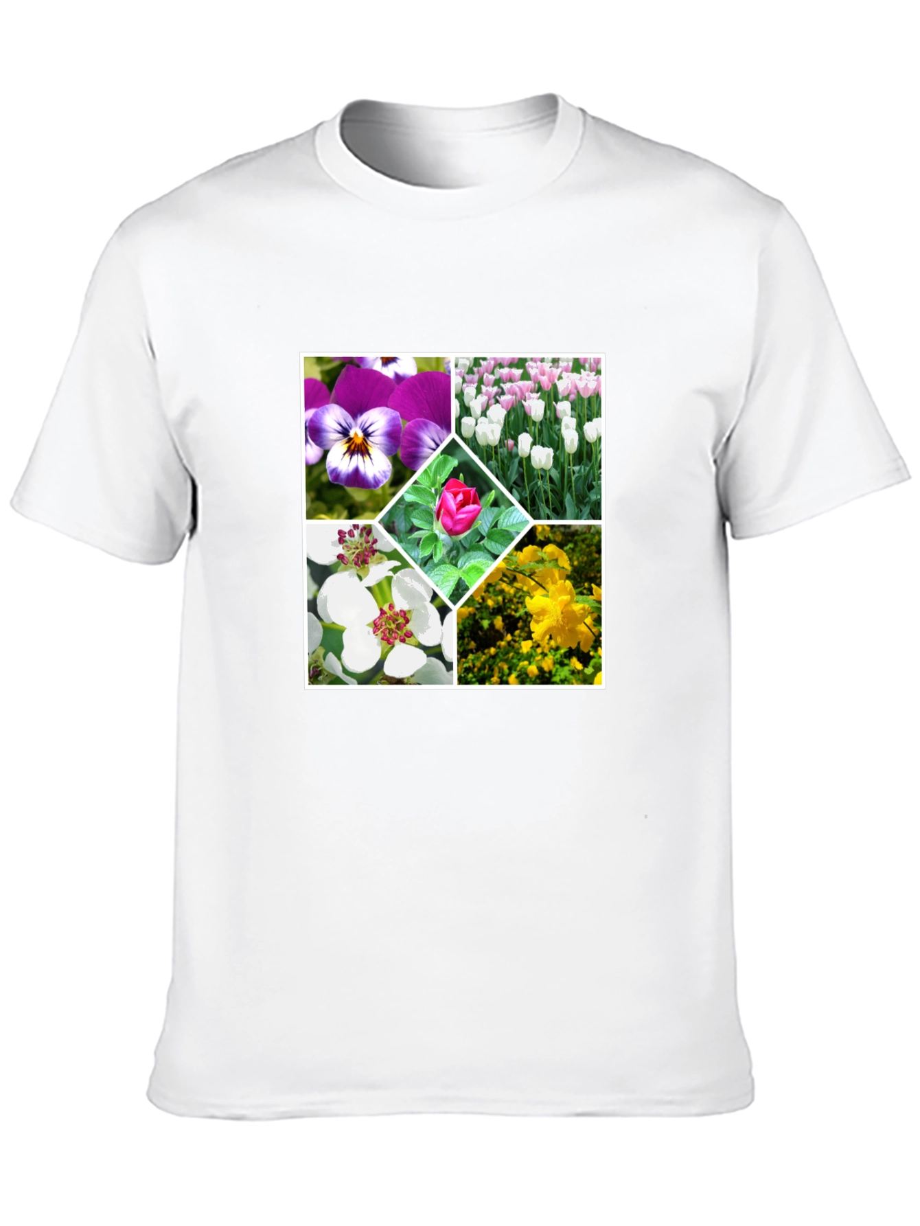 Black Floral Collage Black T-Shirt view 10