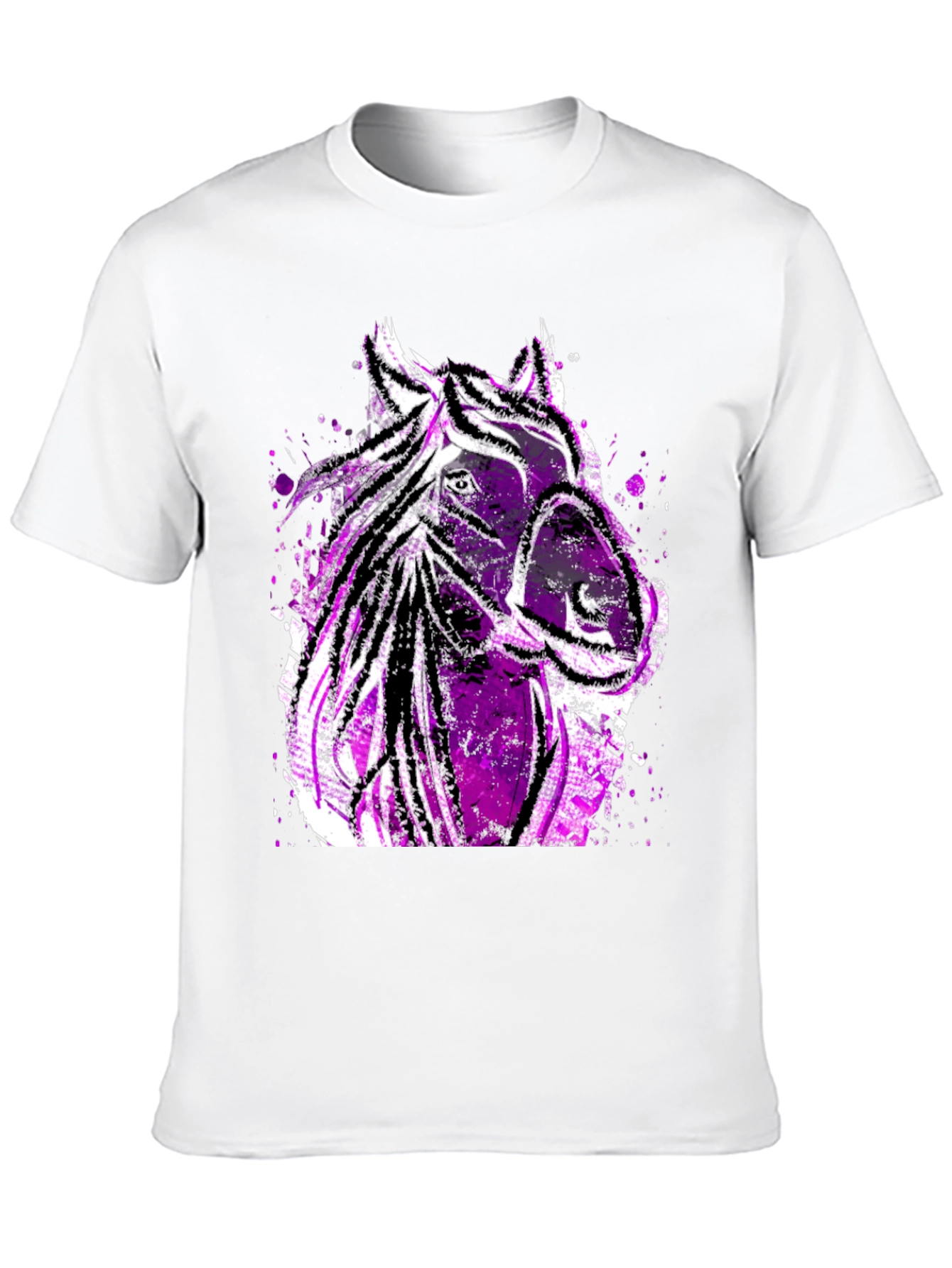 Black Abstract Horse Graphic Men's Tee - Black view 10