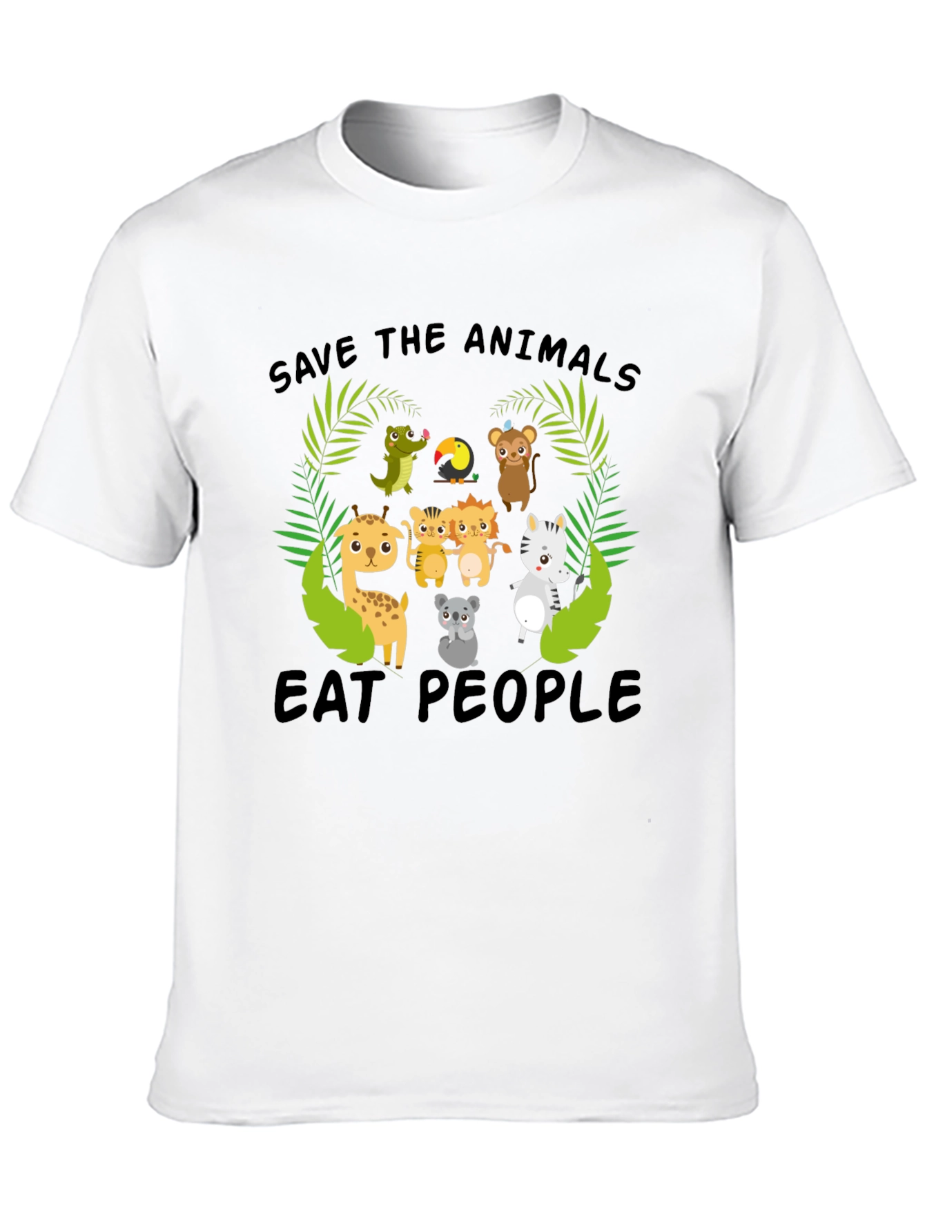 Black Save the Animals Eat People Black T-Shirt view 10
