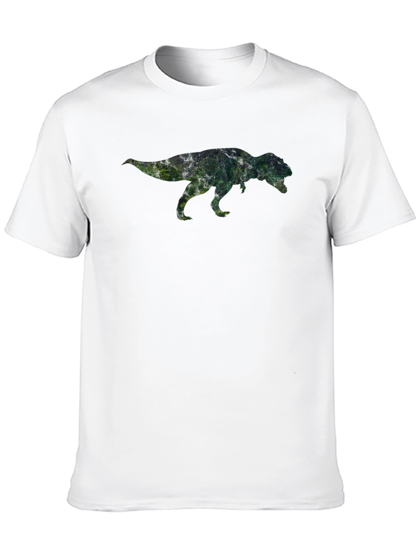 Black Dinosaur Forest Print Black T-Shirt view 10