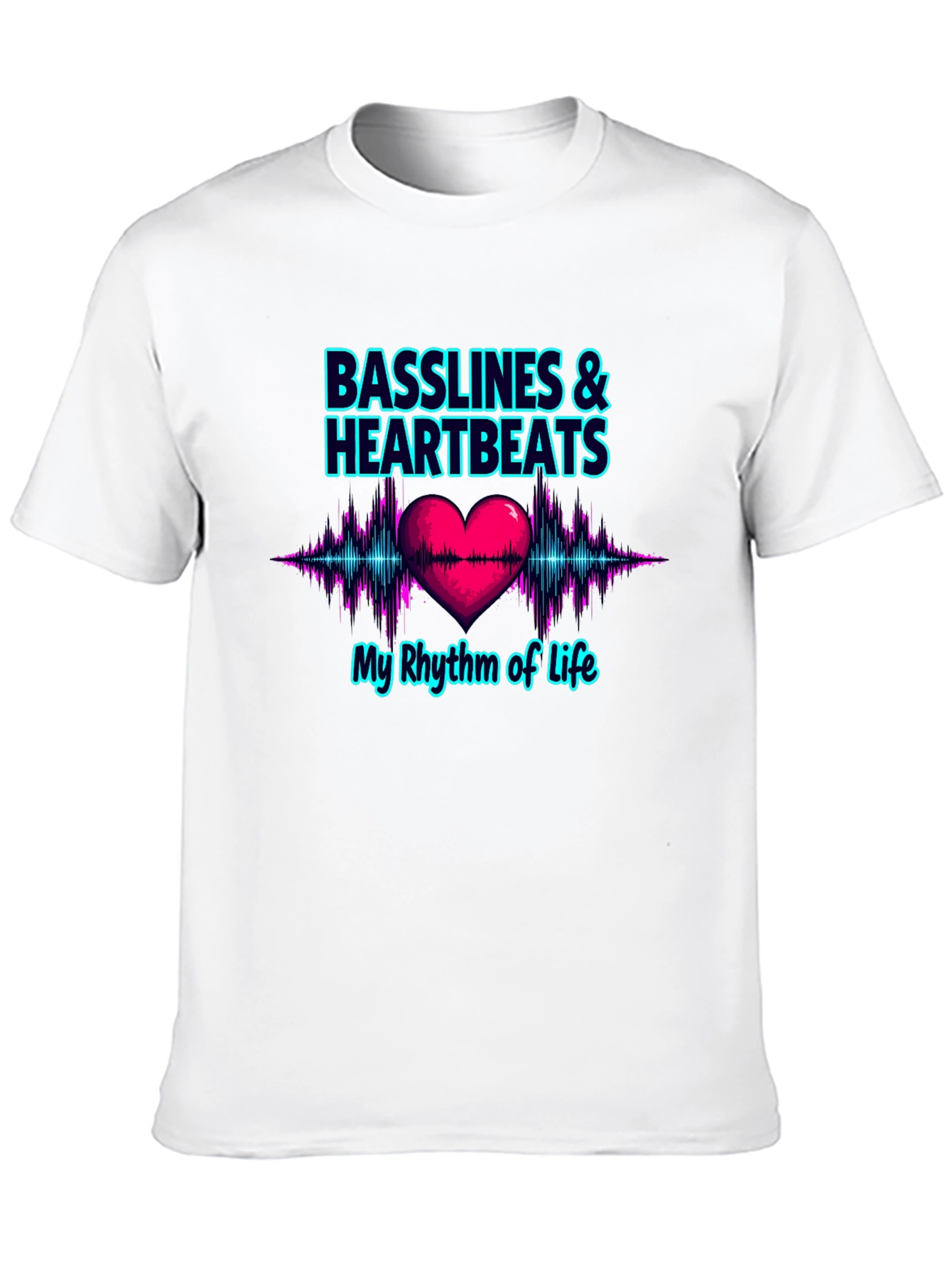 Black Basslines & Heartbeats Graphic T-Shirt view 10