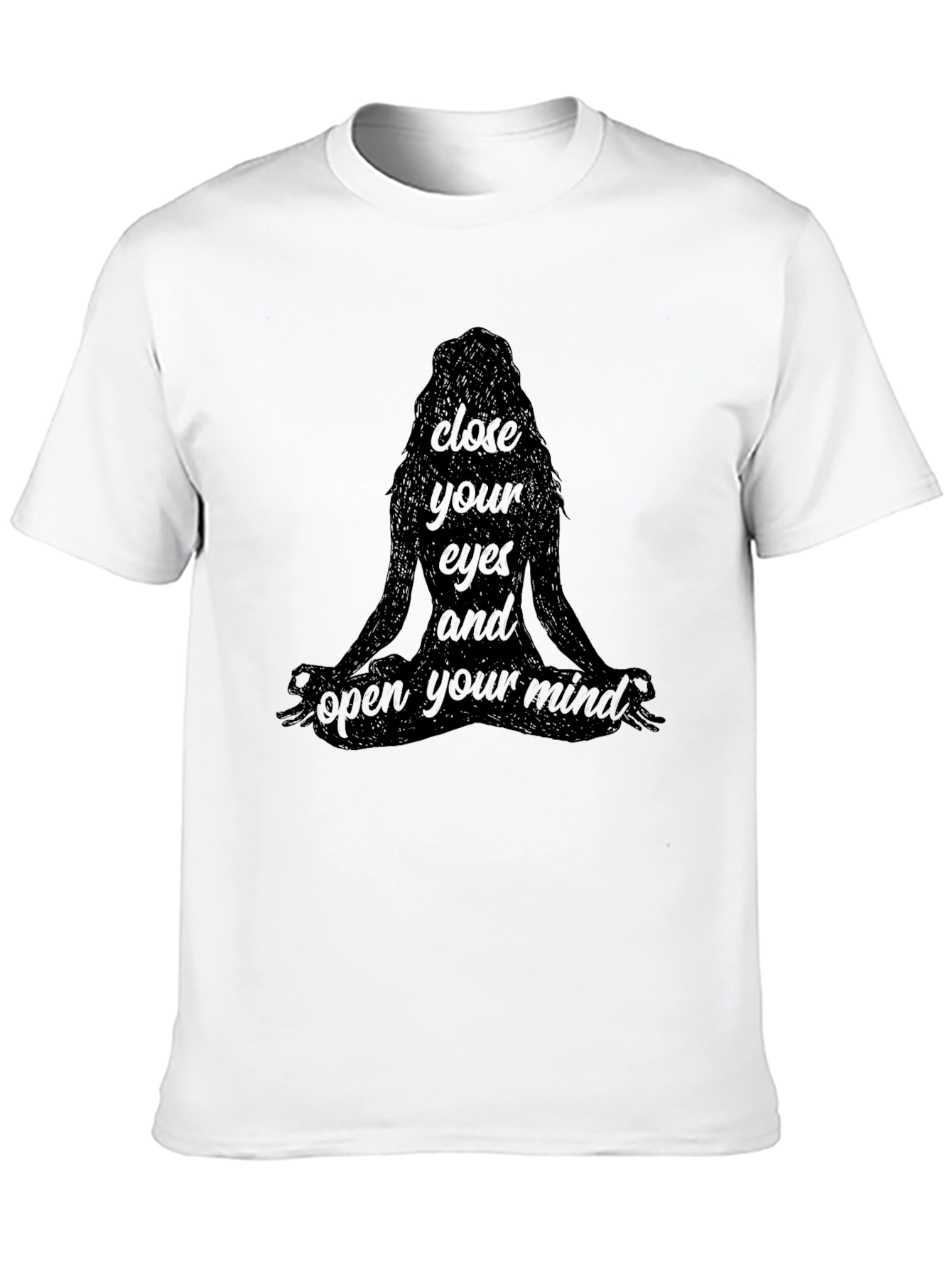 Black Meditate T-Shirt - Close Your Eyes and Open Your Mind view 10