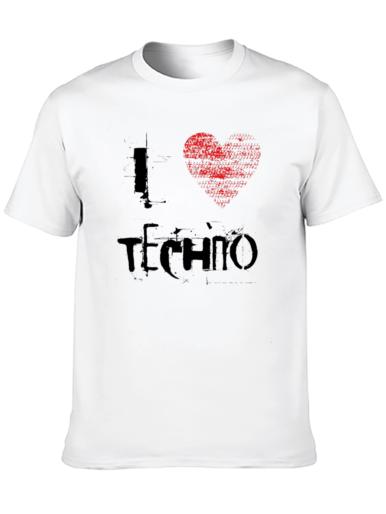 Black I Heart Techno T-Shirt - Distressed Graphic Tee view 10