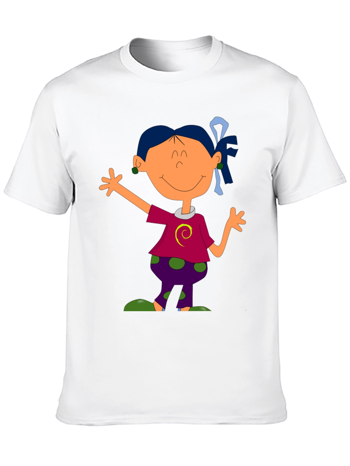 Black Cartoon Girl Graphic Tee - Black T-Shirt view 10