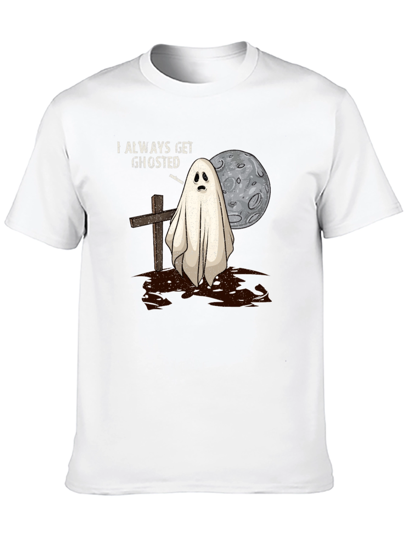 Black Always Get Ghosted Tee - Halloween Humor T-Shirt view 10