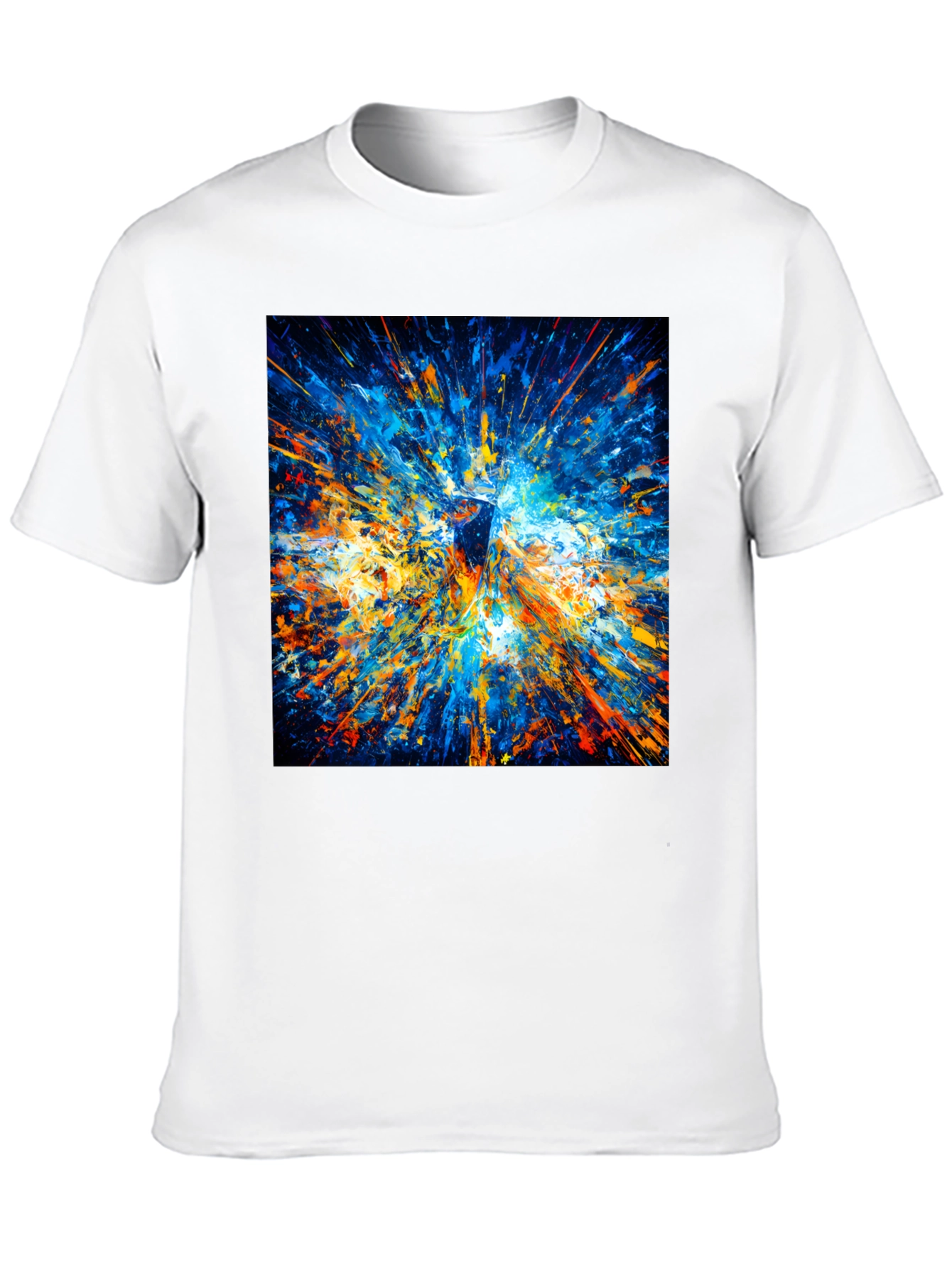 Black Abstract Explosion Art Men's Black T-Shirt view 10