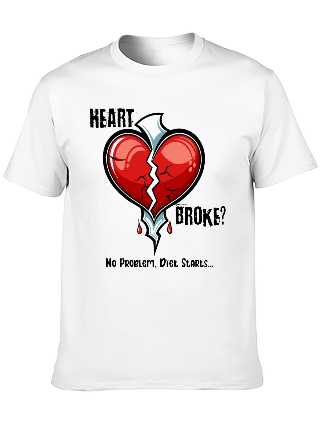 Black Heart Broke? Diet Starts T-Shirt - Funny Graphic Tee view 10