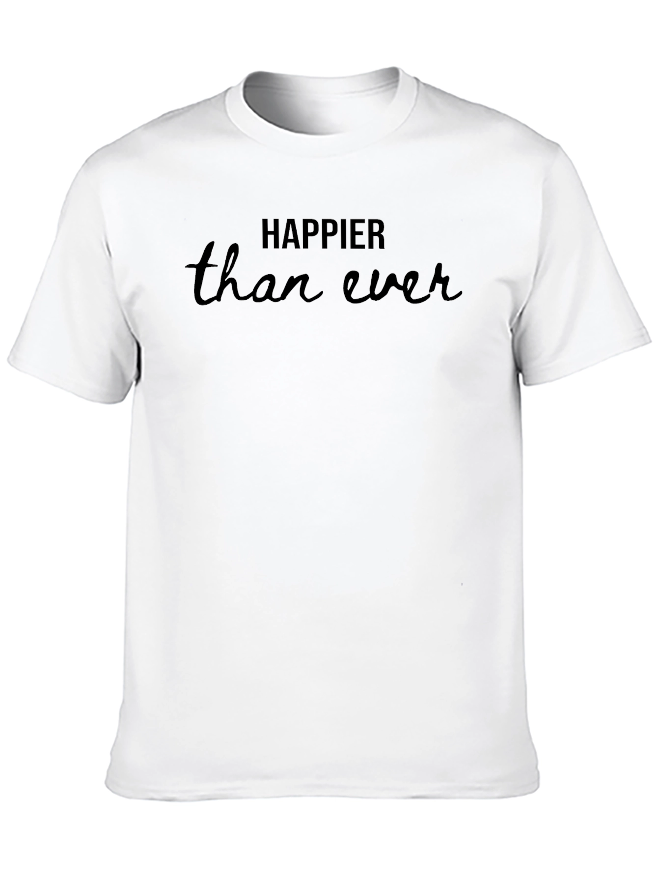 Black Happier Than Ever Graphic Tee - Soft Cotton T-Shirt view 10