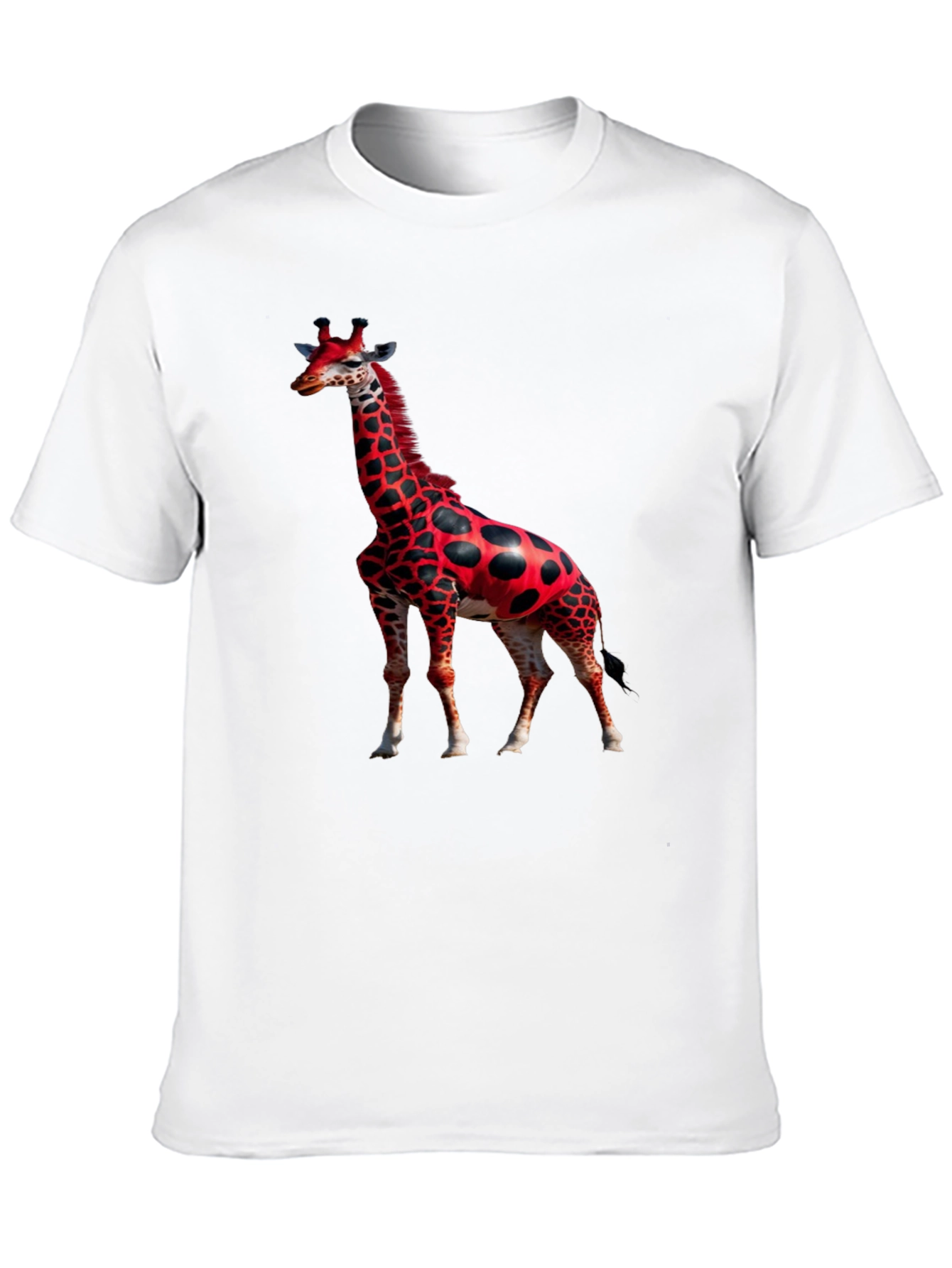 Black Red Giraffe Print Black T-Shirt view 10