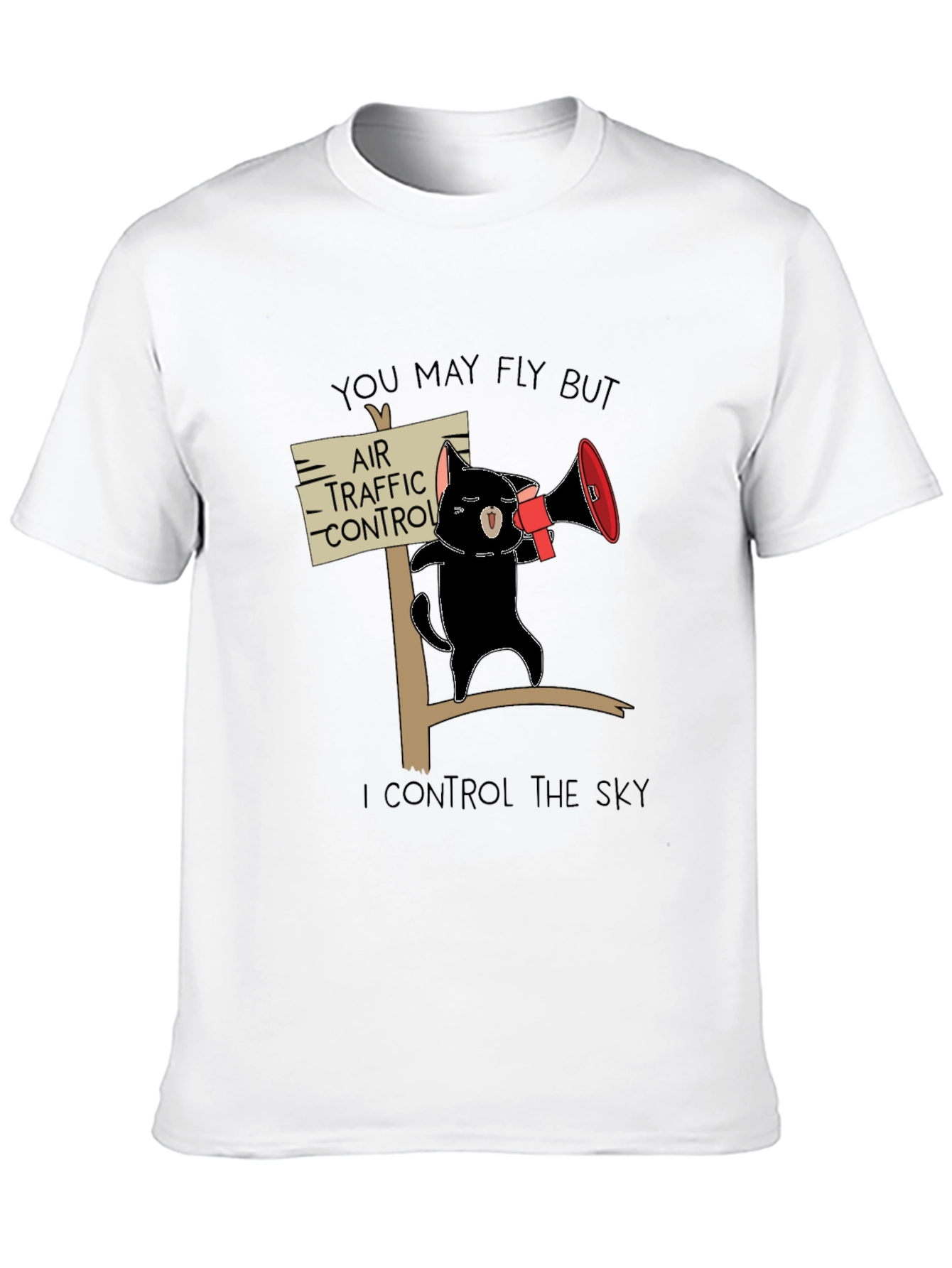 Black Air Traffic Control Cat T-Shirt - Funny Pilot Gift view 10
