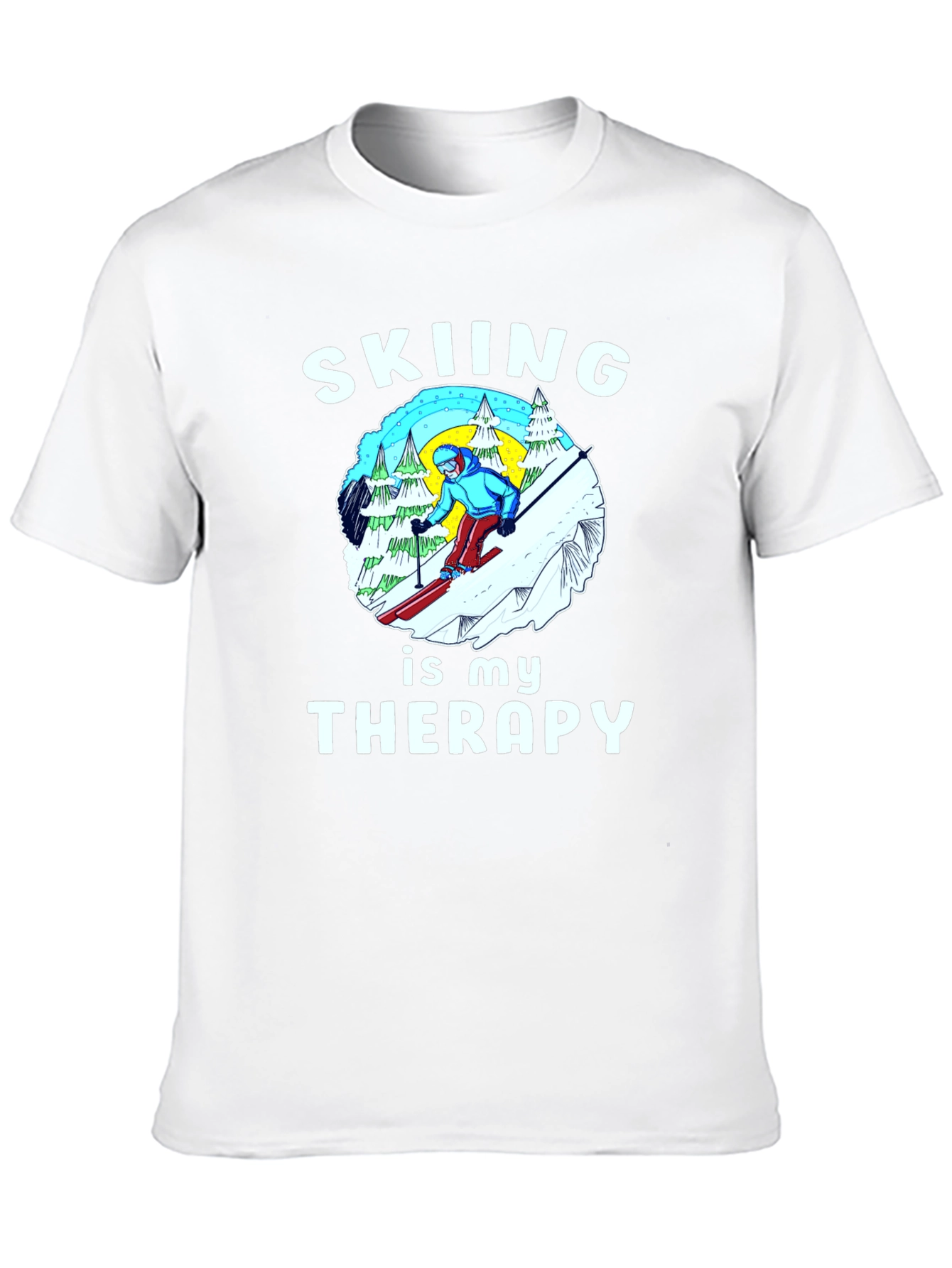 Black Skiing is My Therapy T-Shirt | Winter Sports Apparel view 10