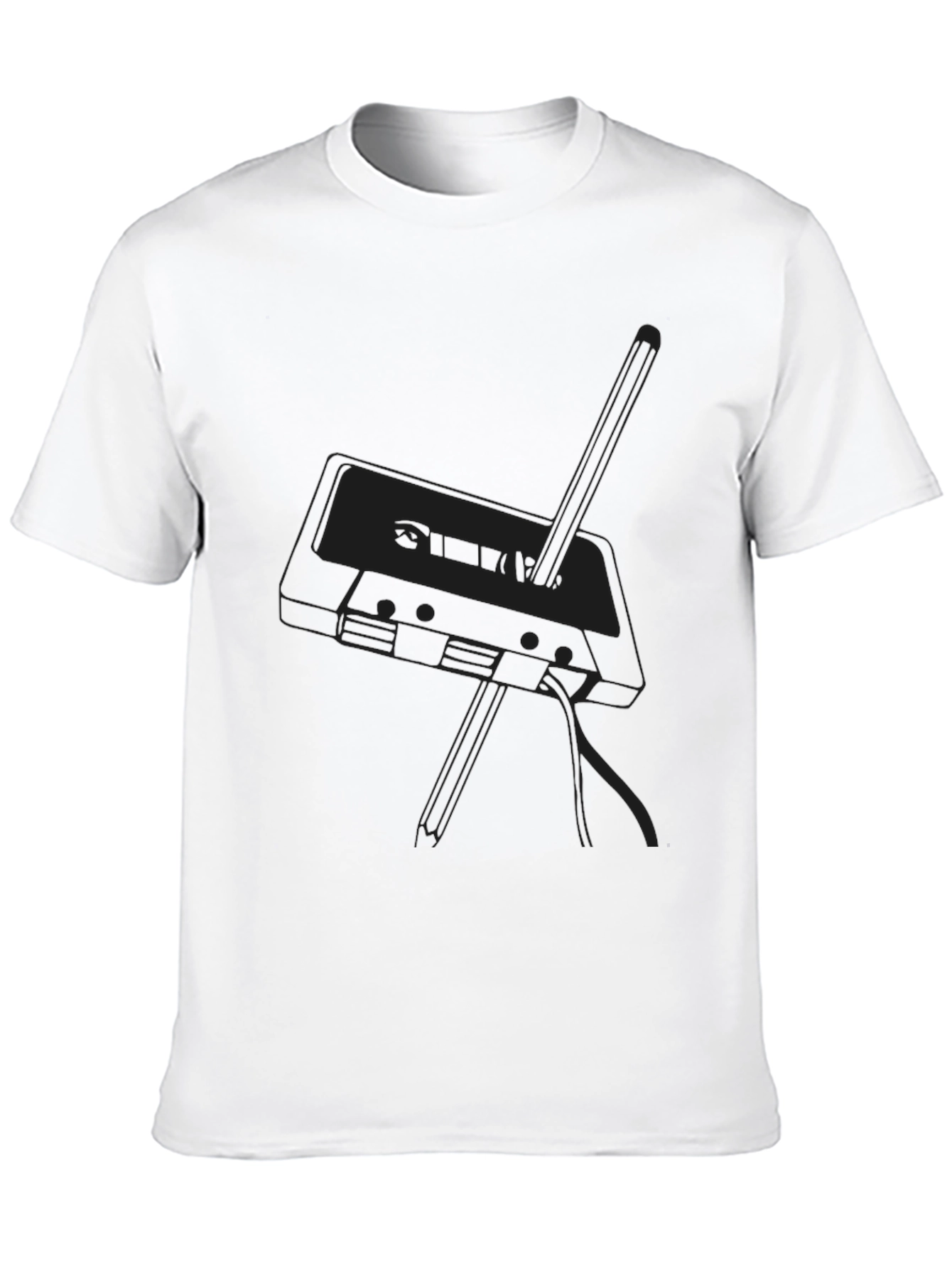 Black Retro Cassette Tape Graphic Tee - Black Cotton Blend view 10