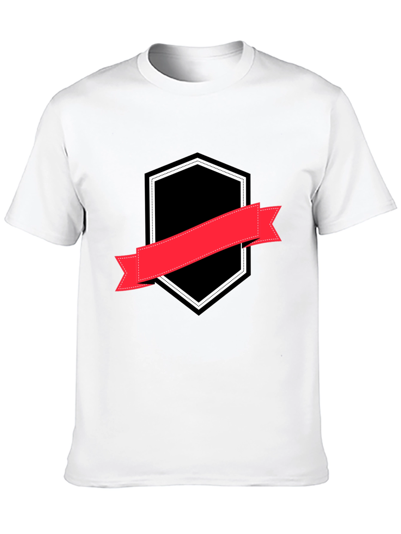 Black Men's Black T-Shirt with Badge Graphic view 10